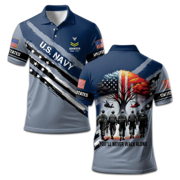 Unique Custom Name, Rank, Year, US Navy Polo Shirt VPVC208202, Gifts For Navy Veteran, Gifts For Dad, For Husband, Best Gifts On Father's Day, Independence Day, Veterans Day.