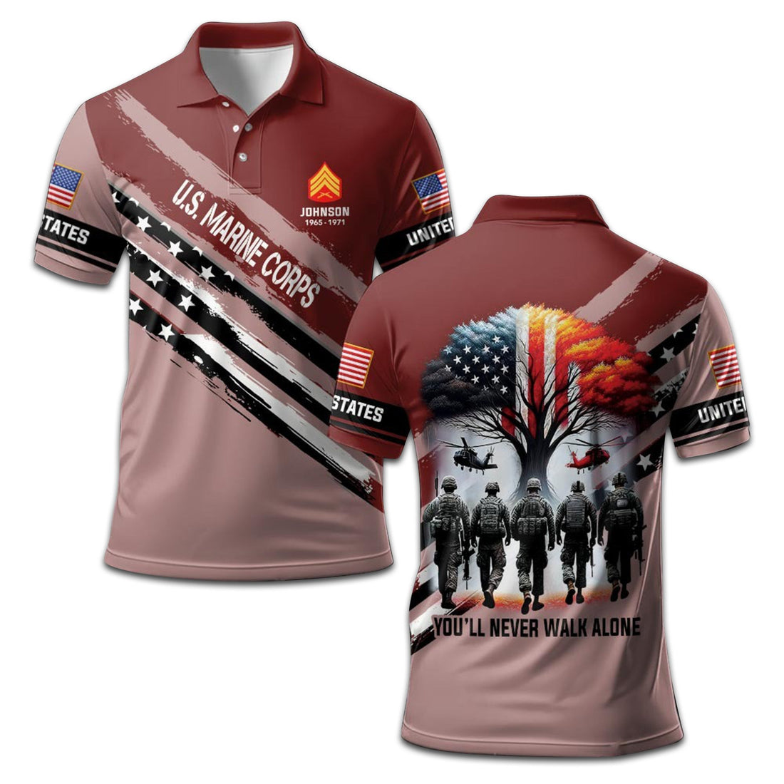 Unique Custom Name, Rank, Year, USMC Polo Shirt VPVC208203, Gifts For Marine Veteran, Gifts For Dad, For Husband, Best Gifts On Father's Day, Independence Day, Veterans Day.