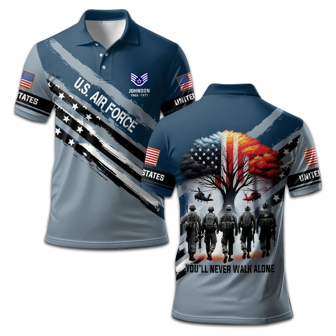 Unique Custom Name, Rank, Year, USAF Polo Shirt VPVC208204, Gifts For Air Force Veteran, Gifts For Dad, For Husband, Best Gifts On Father's Day, Independence Day, Veterans Day.