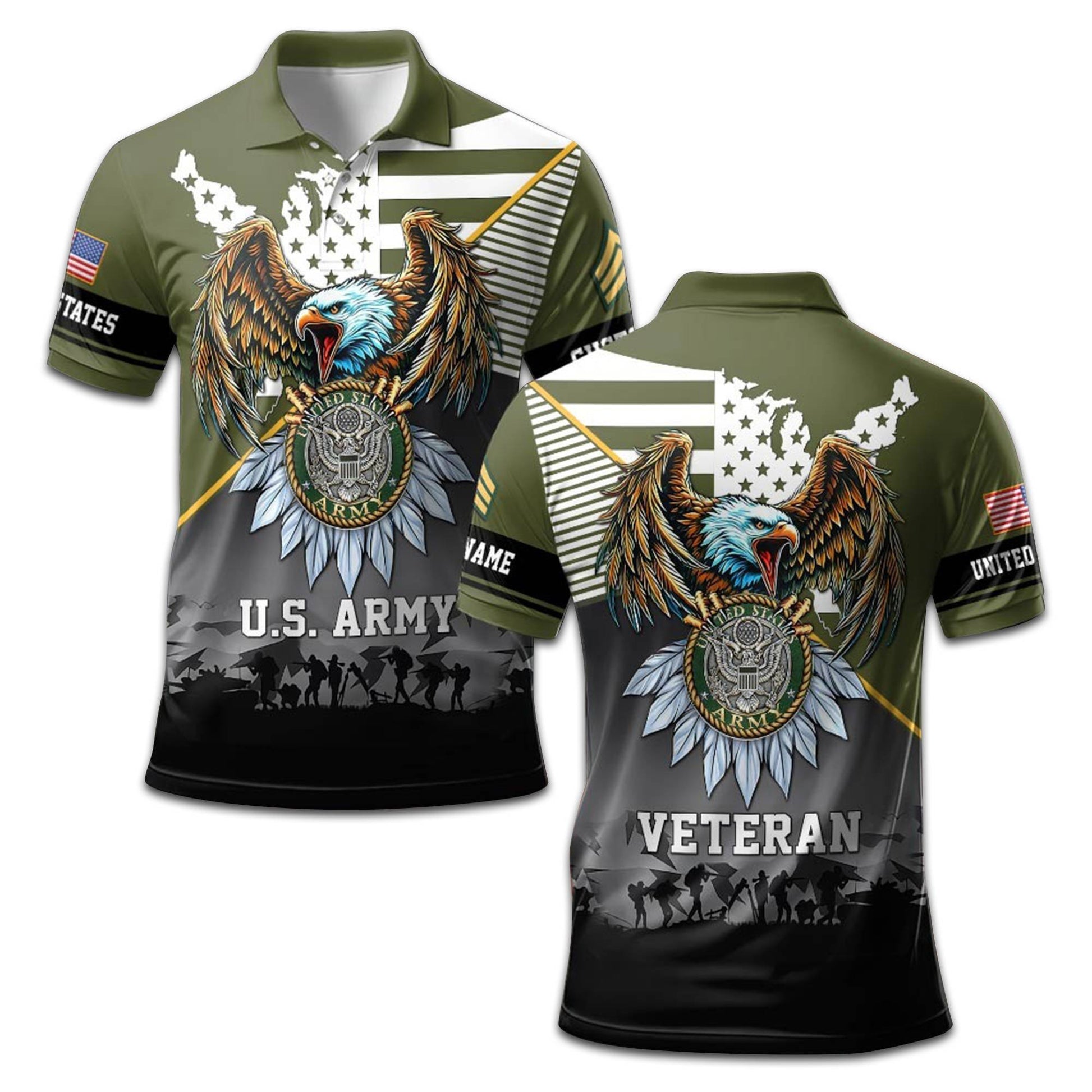 US Army Custom Polo Shirt VPVC208401, Gifts For Army Veteran, Best Gifts On Father's Day, Armed Forces Day, Independence Day, Veterans Day.
