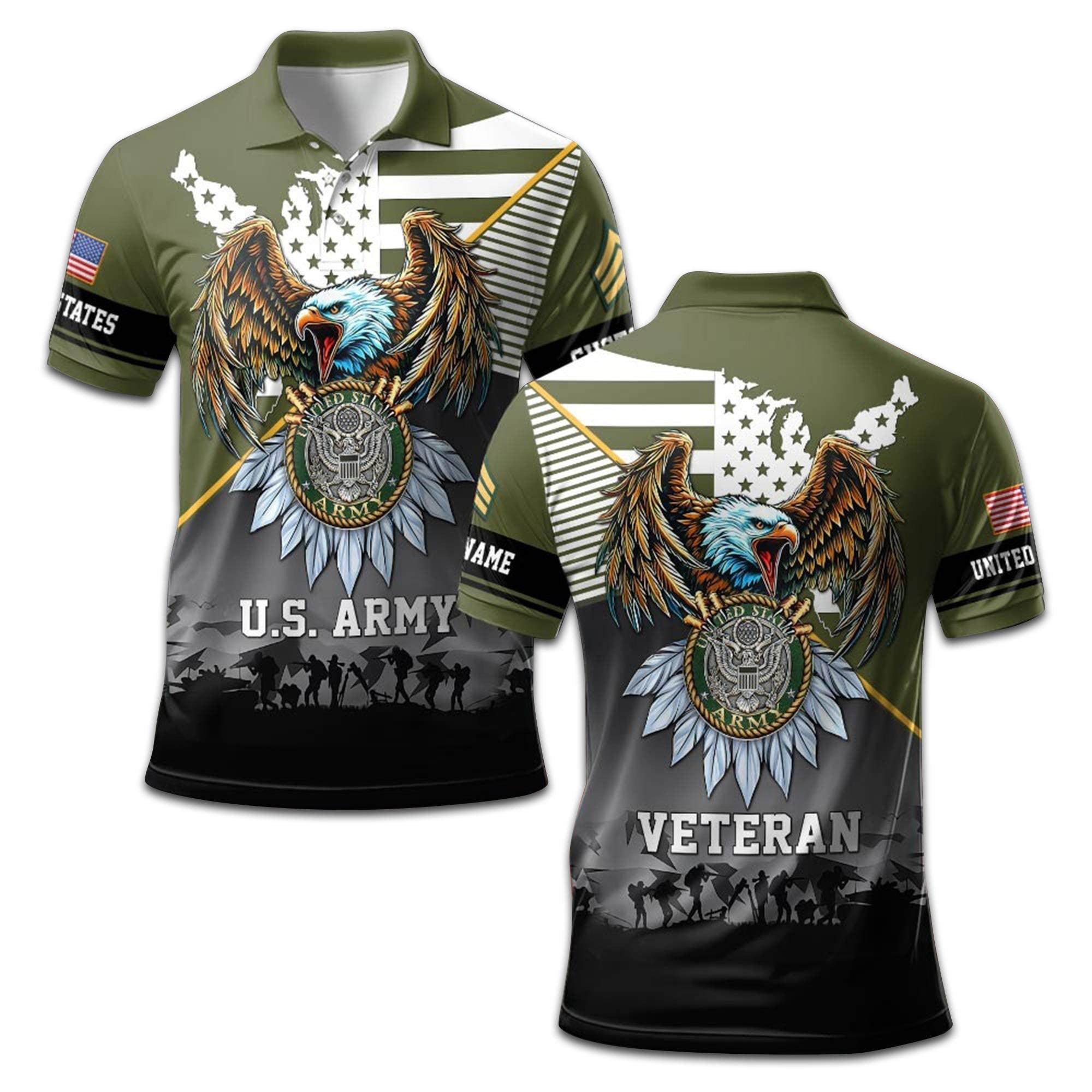 US Army Custom Polo Shirt VPVC208401, Gifts For Army Veteran, Best Gifts On Father's Day, Armed Forces Day, Independence Day, Veterans Day.
