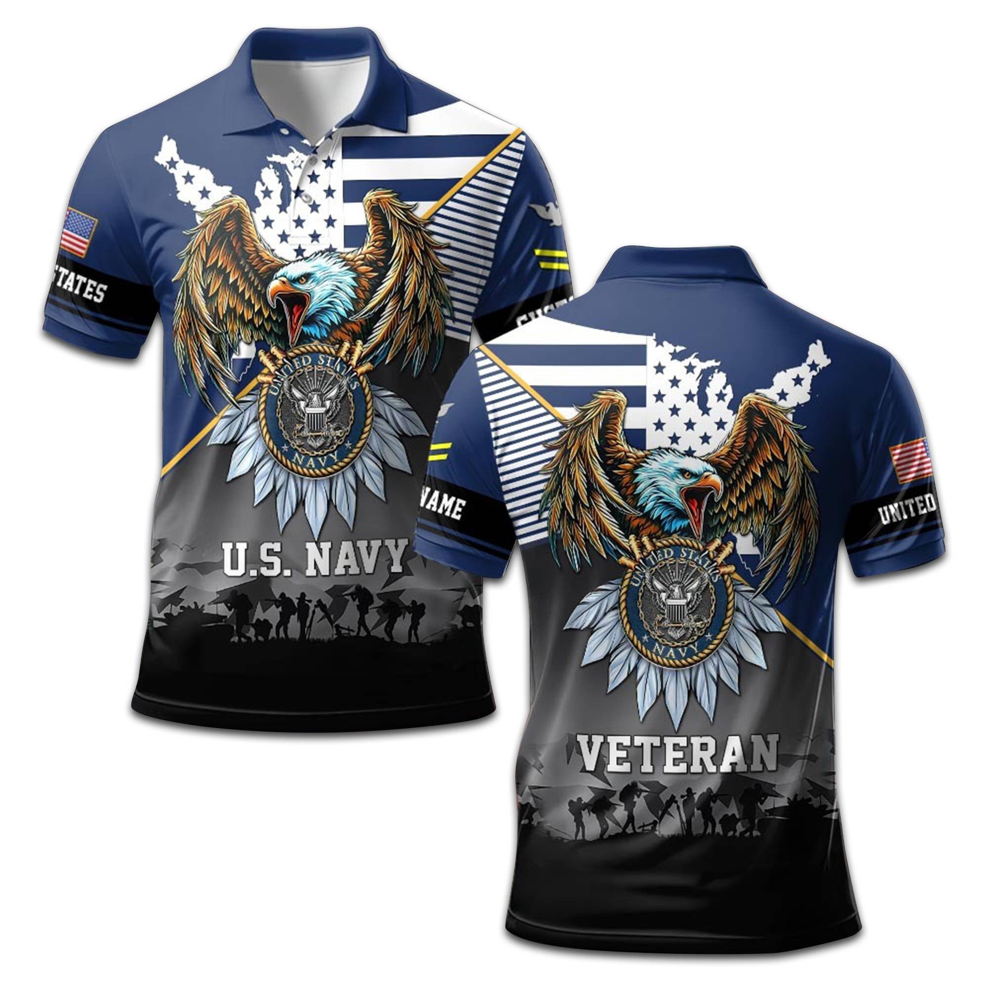 US Navy Custom Polo Shirt VPVC208402, Gifts For Navy Veteran, Best Gifts On Father's Day, Armed Forces Day, Independence Day, Veterans Day.