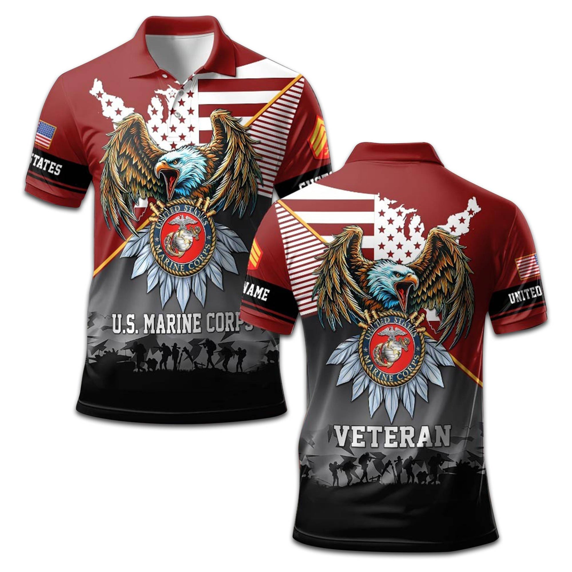USMC Custom Polo Shirt VPVC208403, Gifts For Marine Veteran, Best Gifts On Father's Day, Armed Forces Day, Independence Day, Veterans Day.