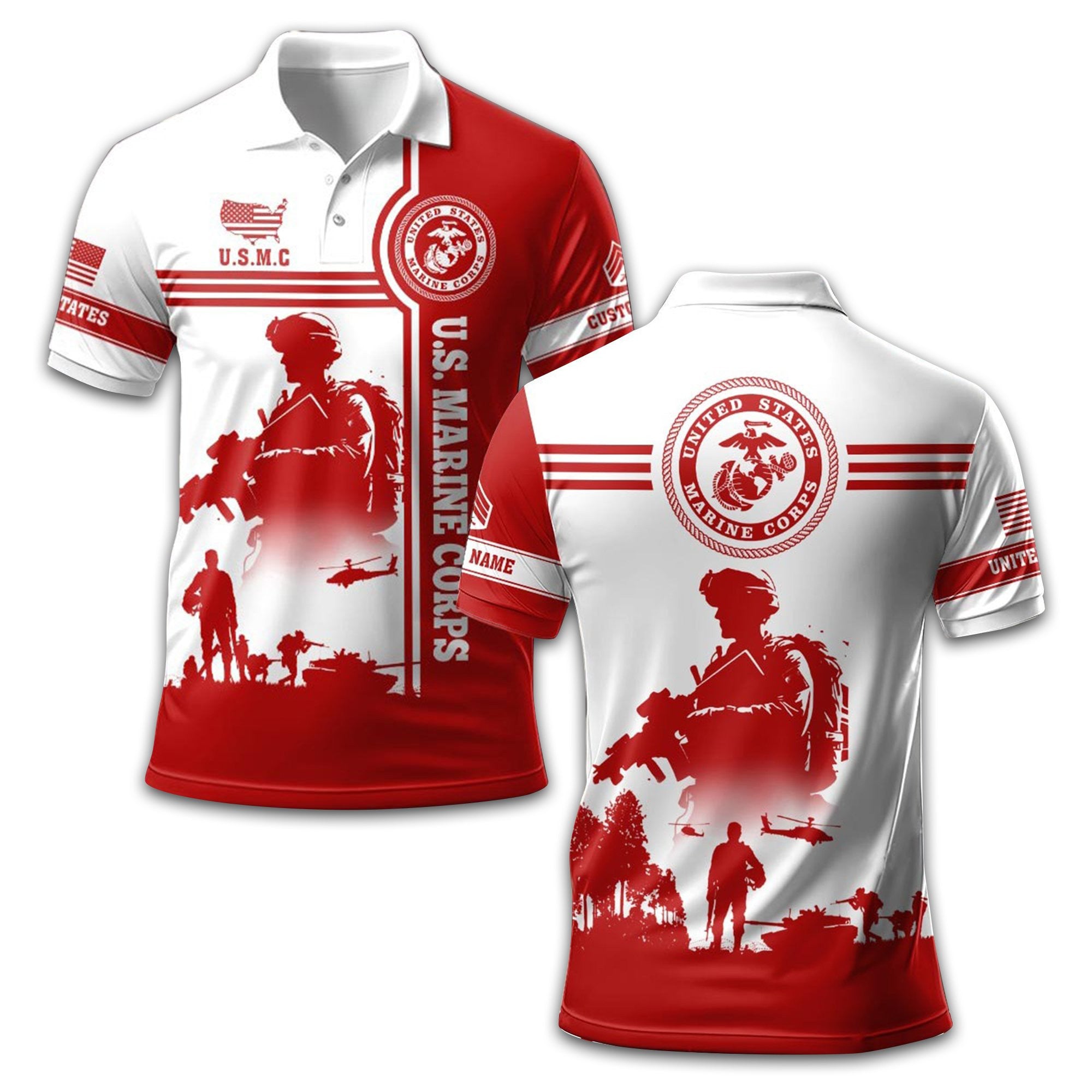 Unique Custom Name, Rank, Year, USMC Polo Shirt VPVC208703, Gifts For Marine Veteran, Gifts For Dad, For Husband, Best Gifts On Father's Day, Independence Day, Veterans Day.