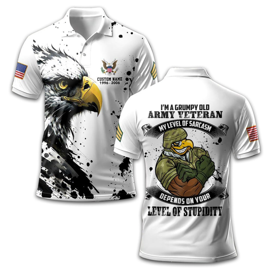 US Army Custom Polo Shirt VPVC208901, Gifts For Army Veteran, Best Gifts On Father's Day, Armed Forces Day, Independence Day, Veterans Day.