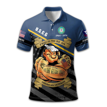 Unique Custom Name, Rank, Year, USCG Polo Shirt VPVC209205, Gifts For Coast Guard Veteran, Gifts For Dad, For Husband, Best Gifts On Father's Day, Independence Day, Veterans Day.