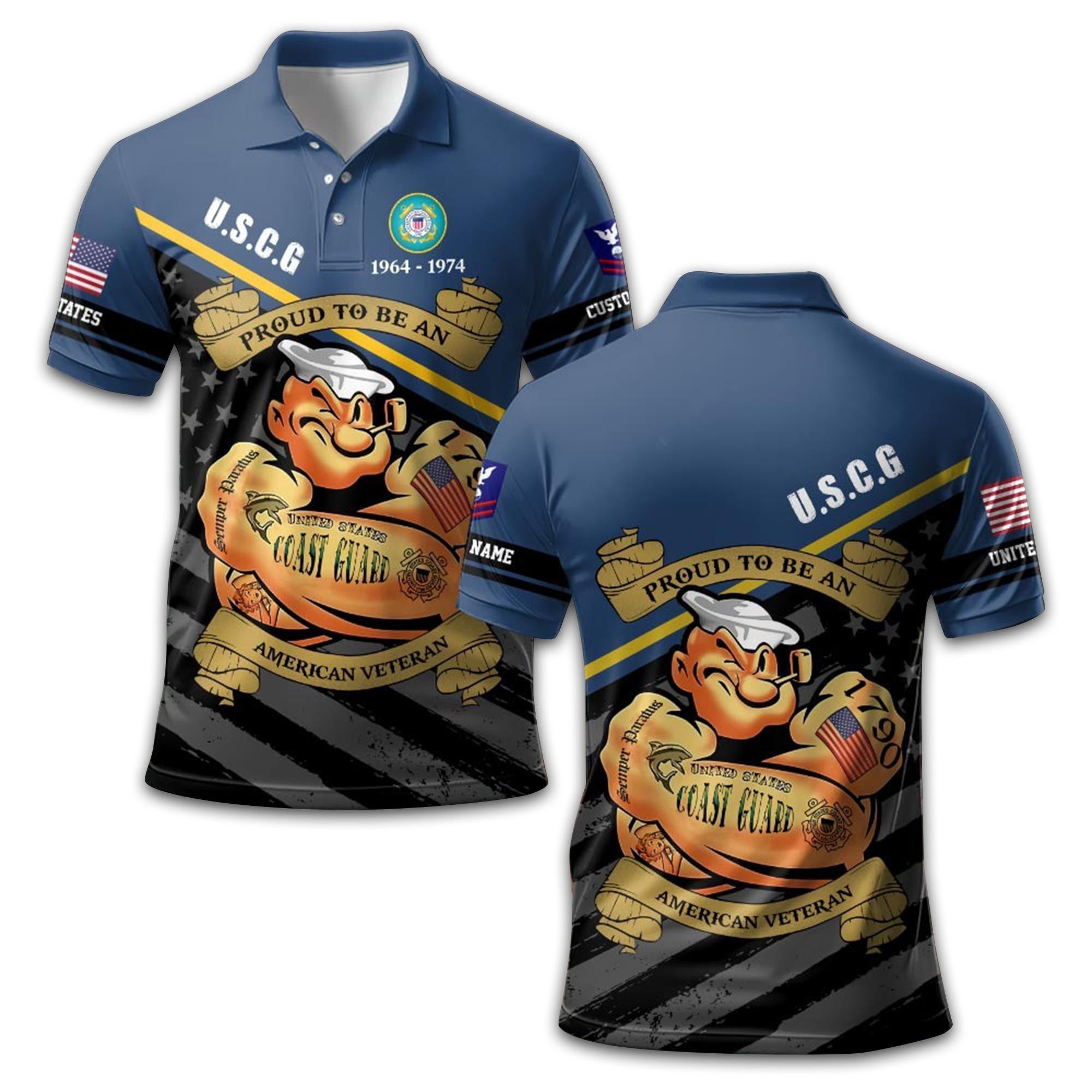 Unique Custom Name, Rank, Year, USCG Polo Shirt VPVC209205, Gifts For Coast Guard Veteran, Gifts For Dad, For Husband, Best Gifts On Father's Day, Independence Day, Veterans Day.