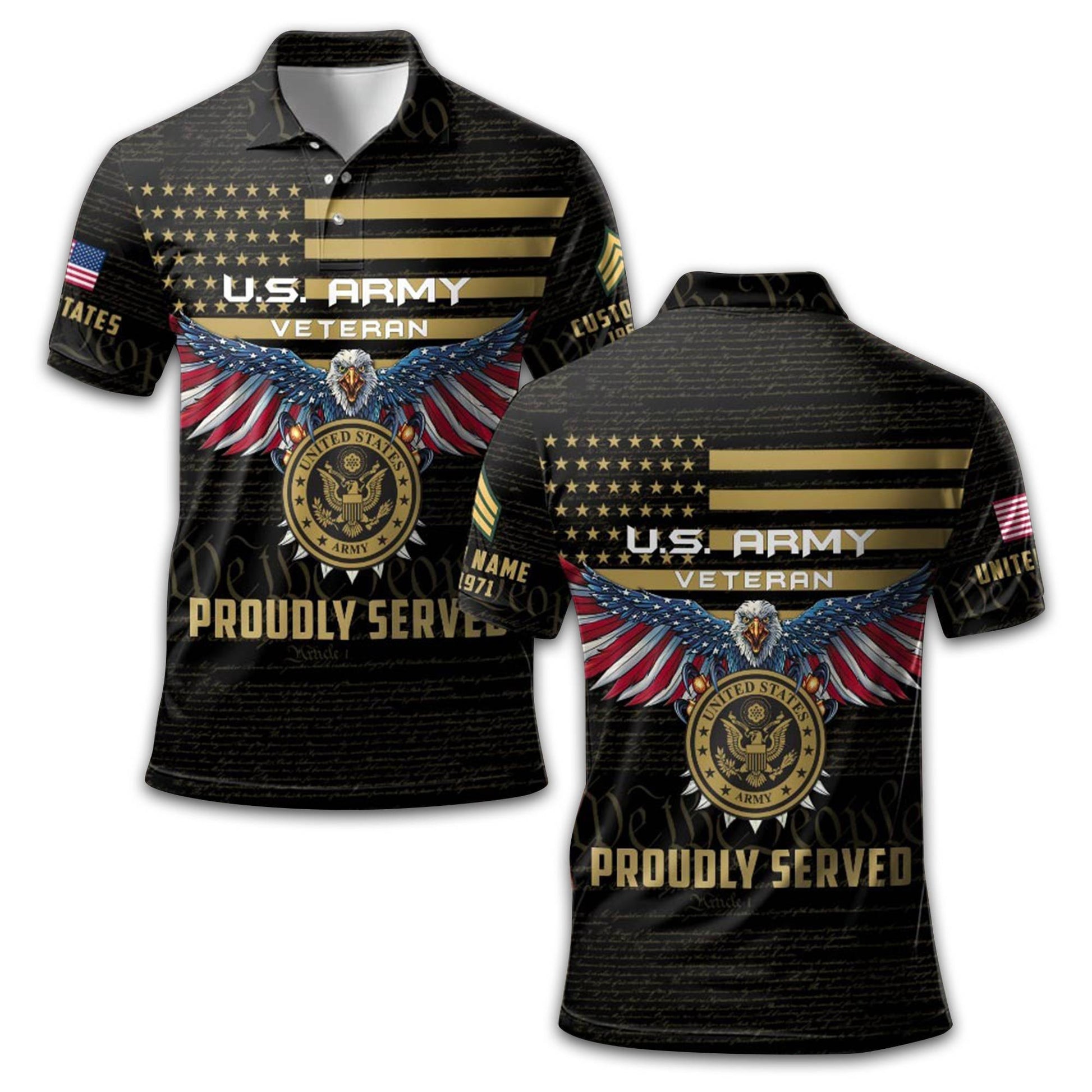 US Army Custom Polo Shirt VPVC209401, Gifts For Army Veteran, Best Gifts On Father's Day, Armed Forces Day, Independence Day, Veterans Day.