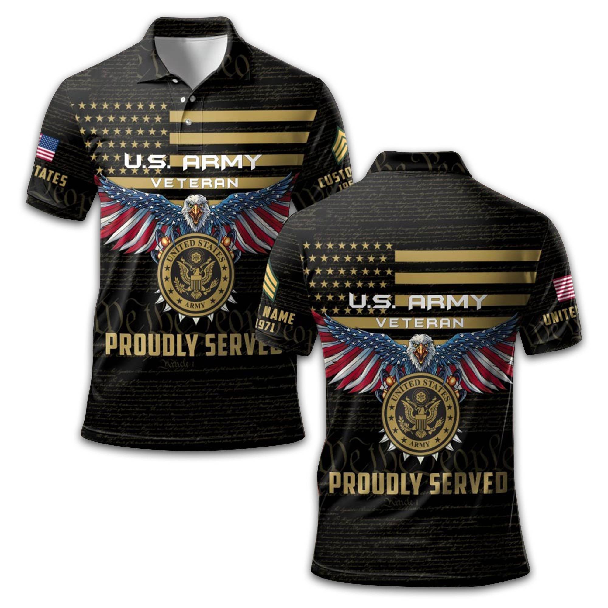 US Army Custom Polo Shirt VPVC209401, Gifts For Army Veteran, Best Gifts On Father's Day, Armed Forces Day, Independence Day, Veterans Day.