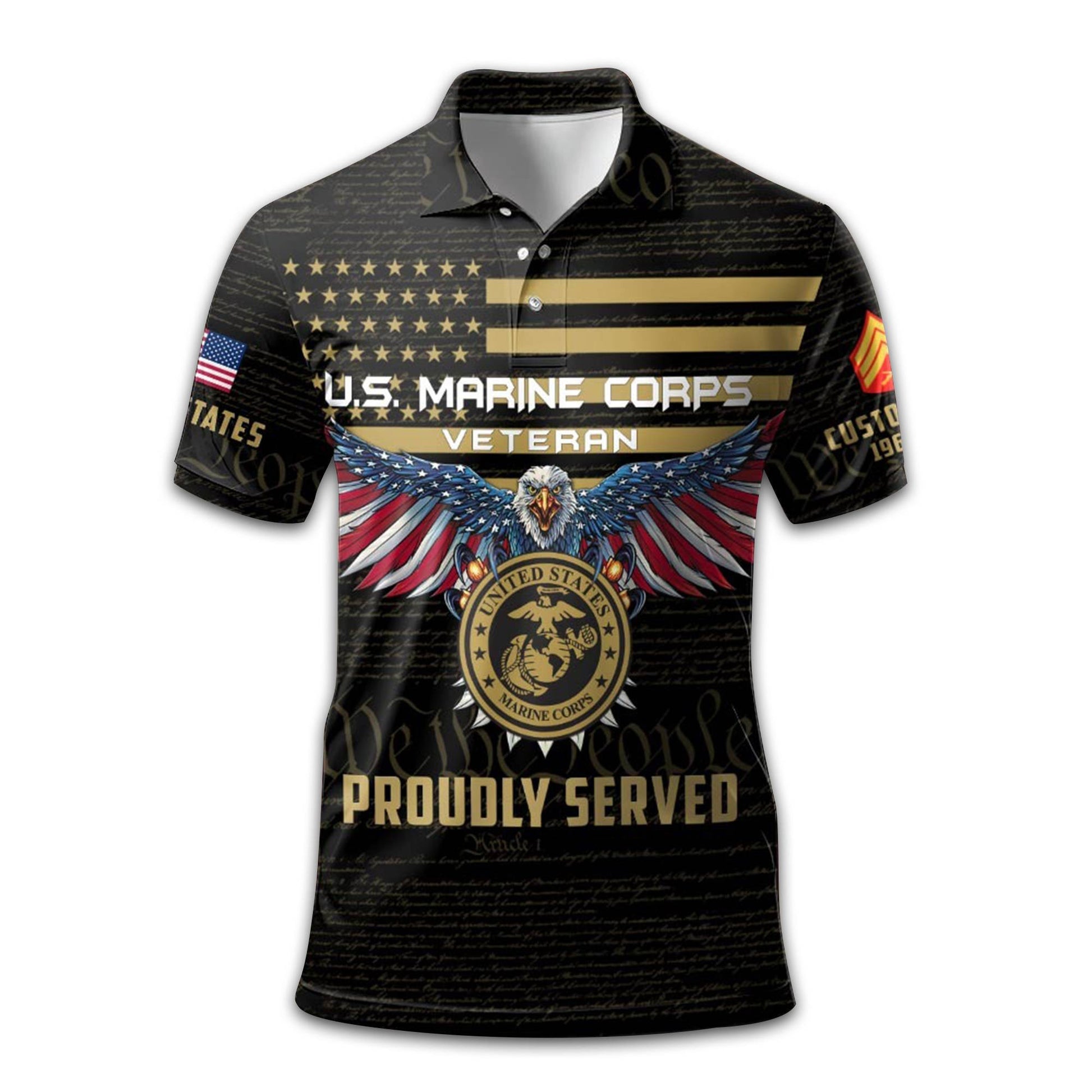 USMC Custom Polo Shirt VPVC209403, Gifts For Marine Veteran, Best Gifts On Father's Day, Armed Forces Day, Independence Day, Veterans Day.