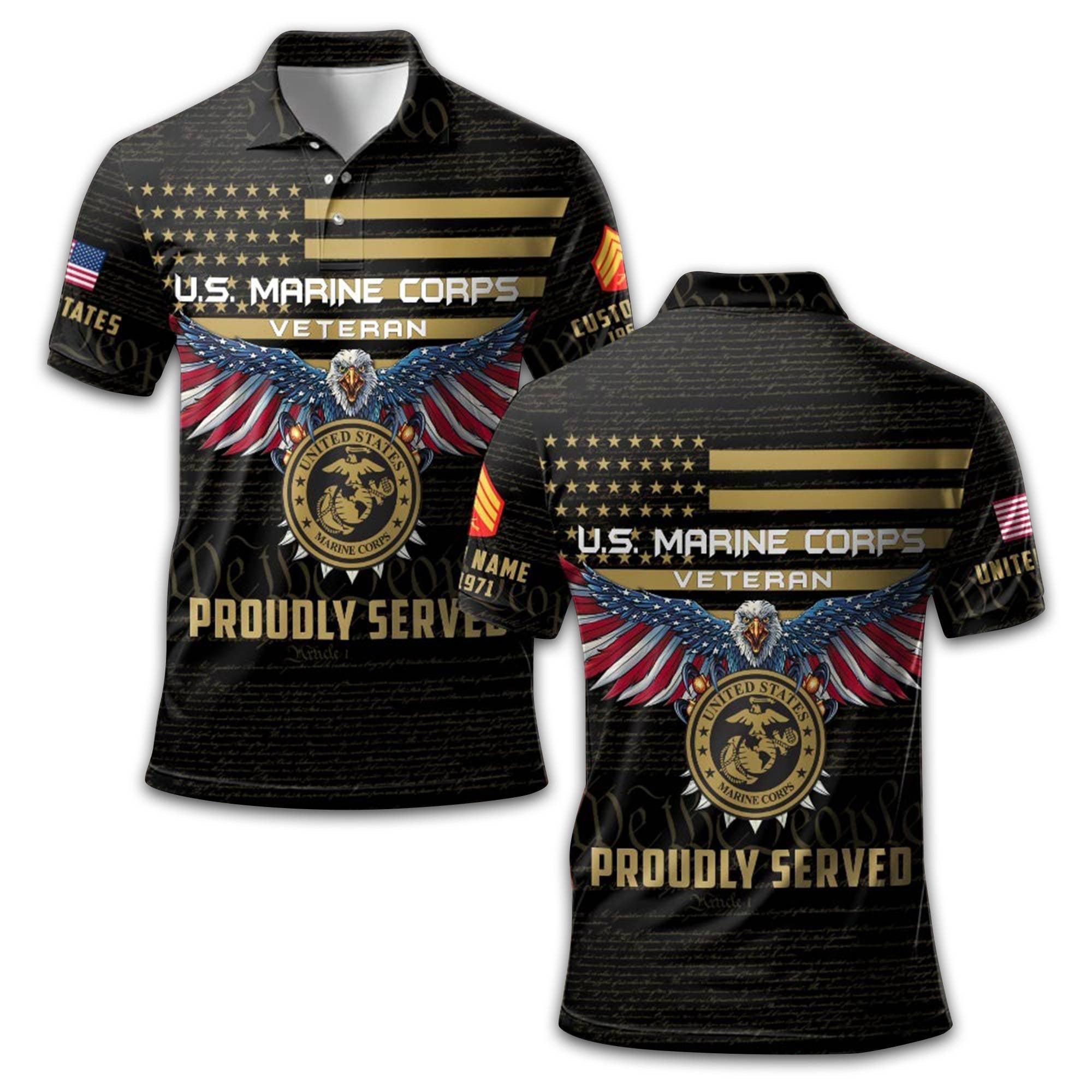USMC Custom Polo Shirt VPVC209403, Gifts For Marine Veteran, Best Gifts On Father's Day, Armed Forces Day, Independence Day, Veterans Day.