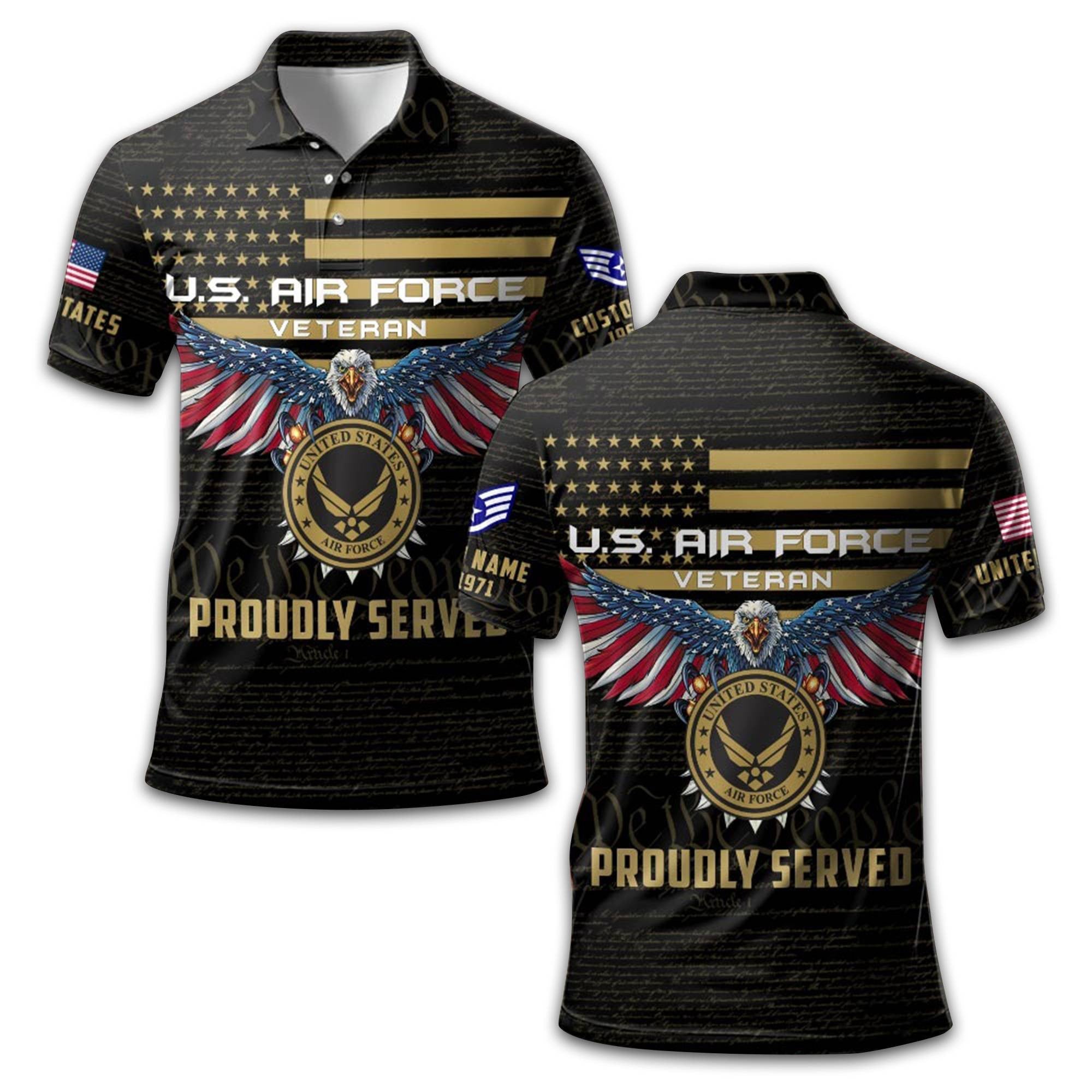 USAF Custom Polo Shirt VPVC209404, Gifts For Air Force Veteran, Best Gifts On Father's Day, Armed Forces Day, Independence Day, Veterans Day.