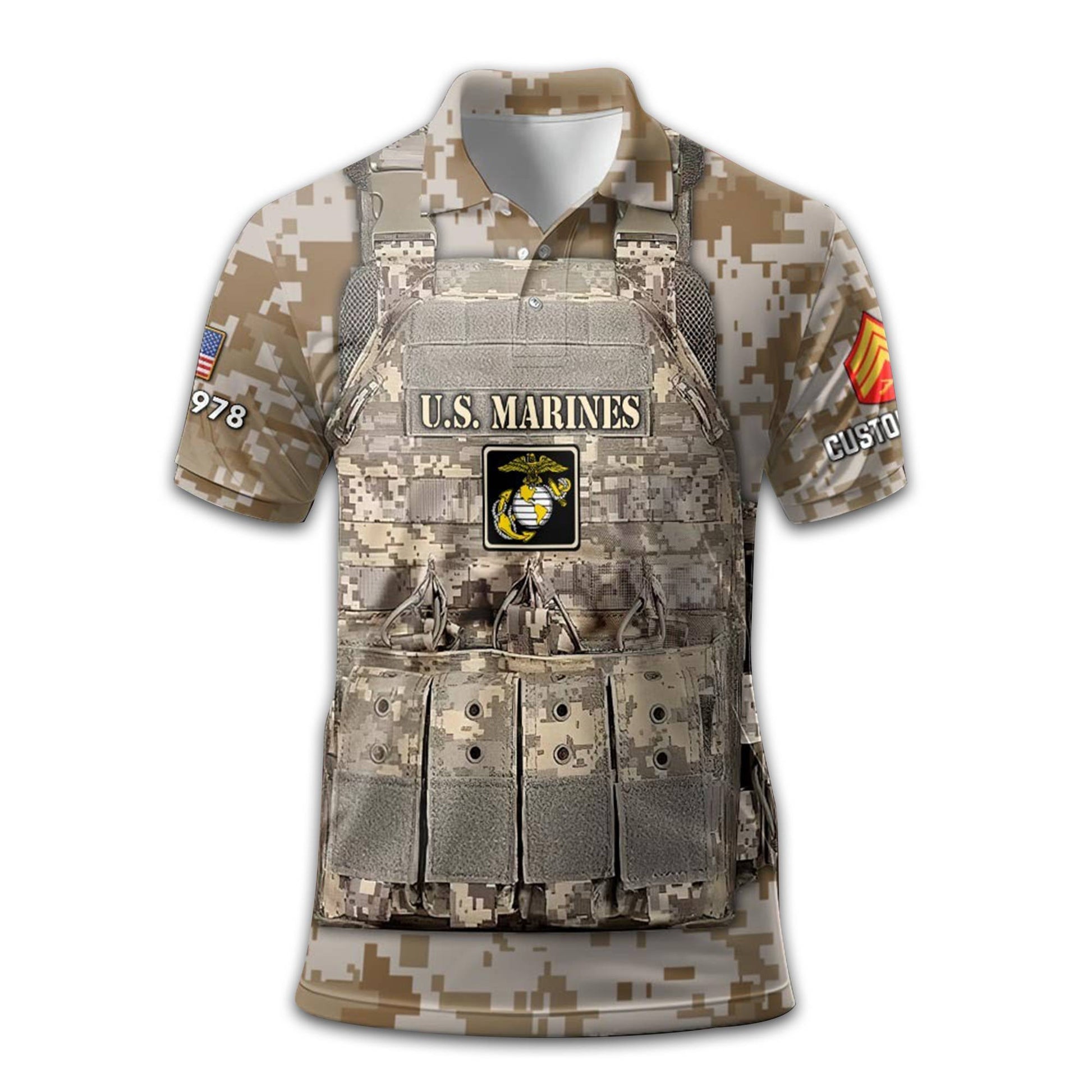 USMC Custom Polo Shirt VPVC210203, Gifts For Marine Veteran, Best Gifts On Father's Day, Armed Forces Day, Independence Day, Veterans Day.