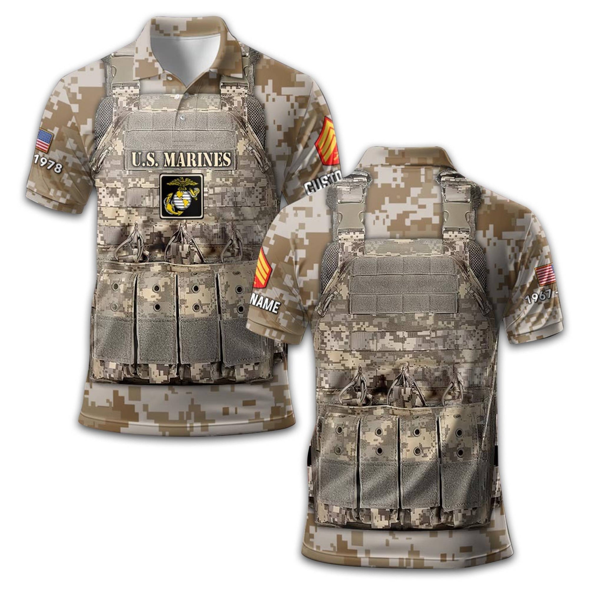 USMC Custom Polo Shirt VPVC210203, Gifts For Marine Veteran, Best Gifts On Father's Day, Armed Forces Day, Independence Day, Veterans Day.