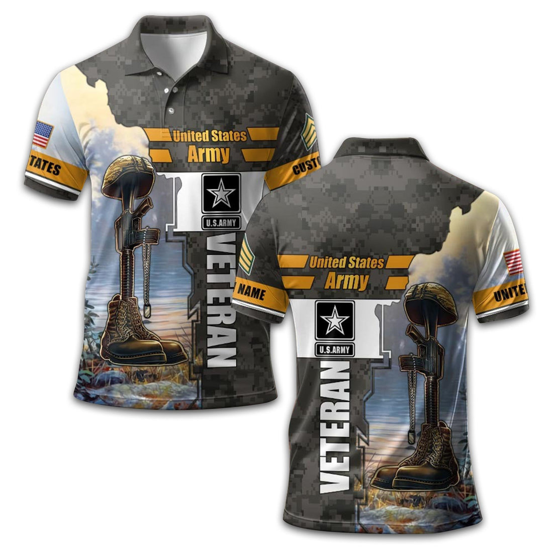 US Army Custom Polo Shirt VPVC210901, Gifts For Army Veteran, Best Gifts On Father's Day, Armed Forces Day, Independence Day, Veterans Day.