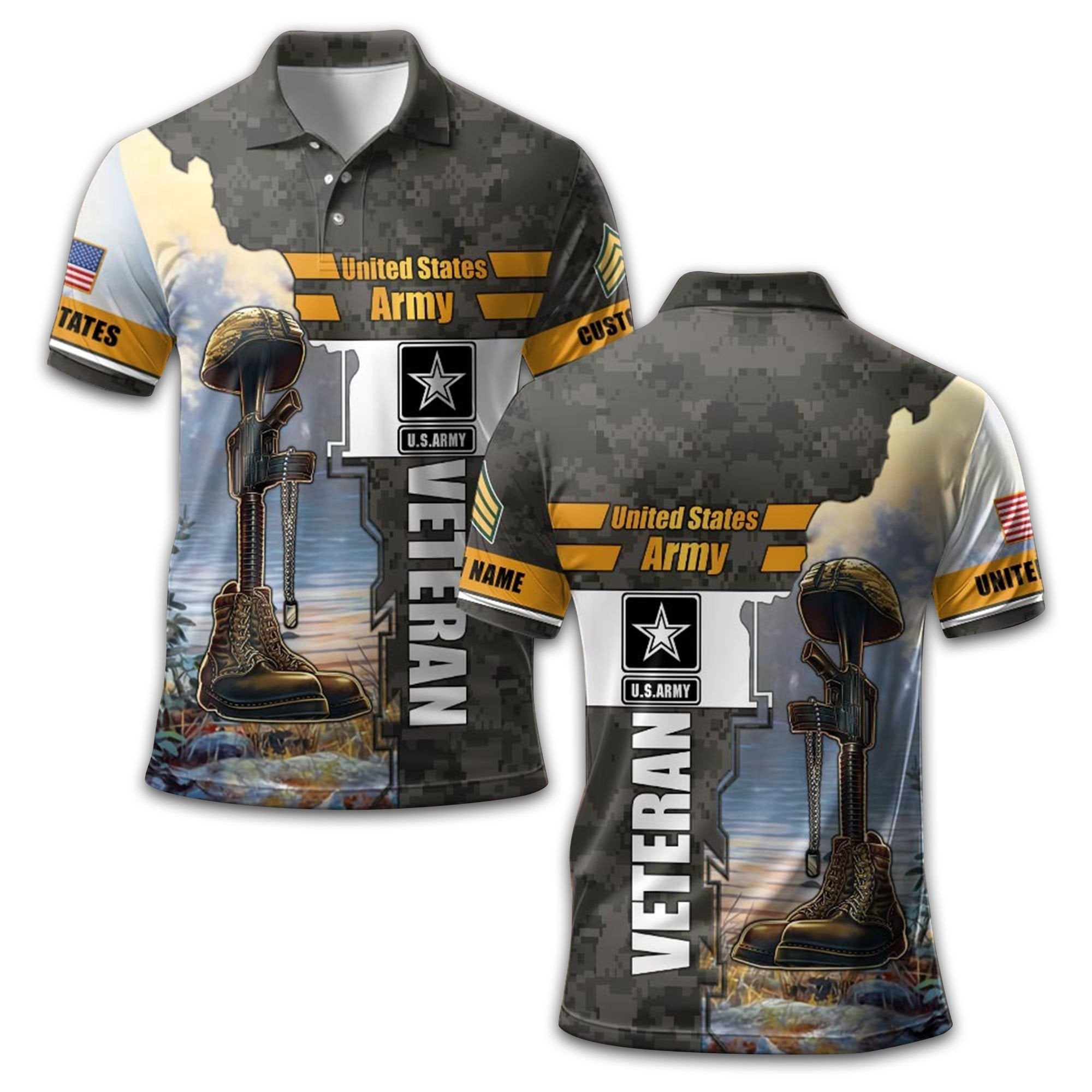 US Army Custom Polo Shirt VPVC210901, Gifts For Army Veteran, Best Gifts On Father's Day, Armed Forces Day, Independence Day, Veterans Day.