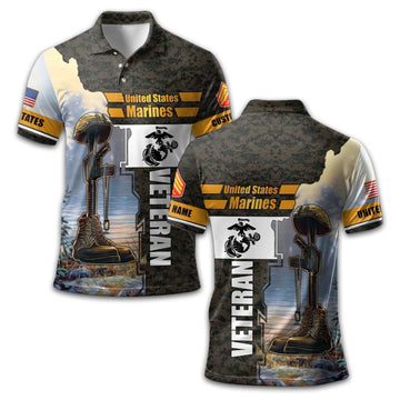 USMC Custom Polo Shirt VPVC210903, Gifts For Marine Veteran, Best Gifts On Father's Day, Armed Forces Day, Independence Day, Veterans Day.