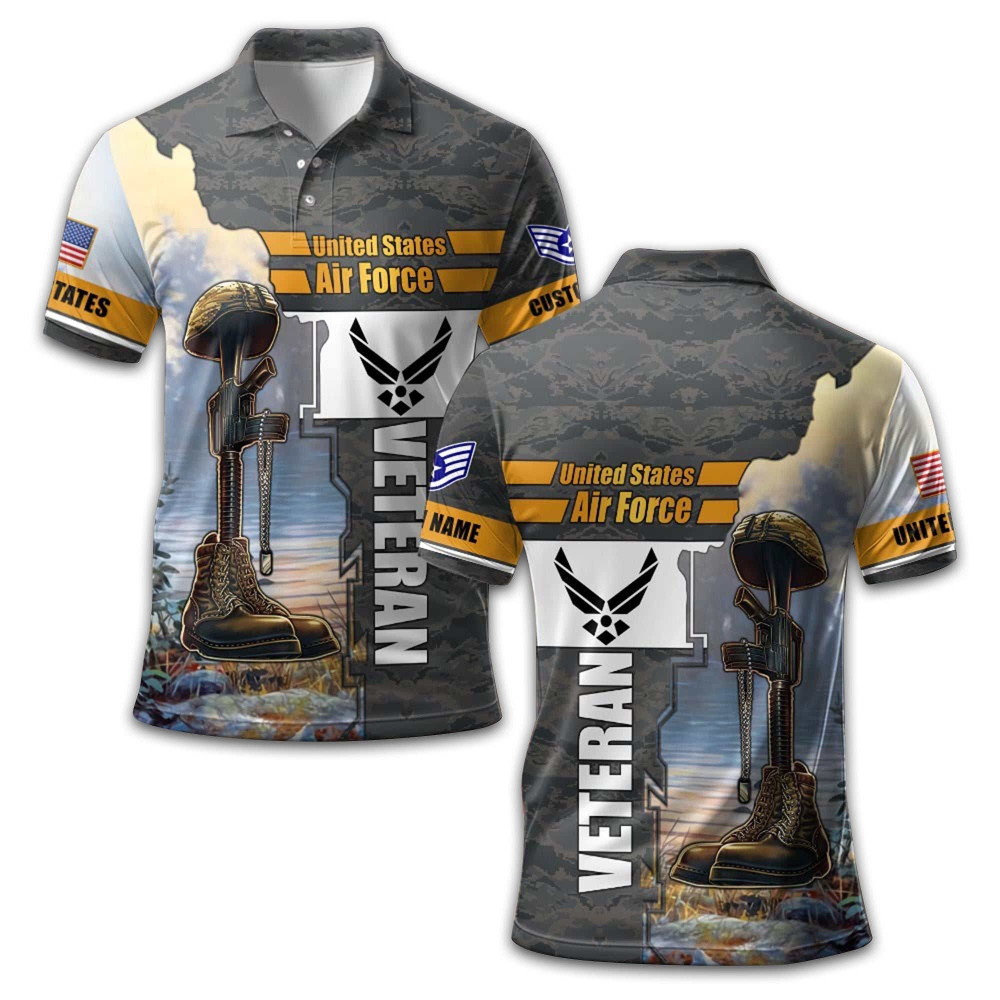 USAF Custom Polo Shirt VPVC210904, Gifts For Air Force Veteran, Best Gifts On Father's Day, Armed Forces Day, Independence Day, Veterans Day.