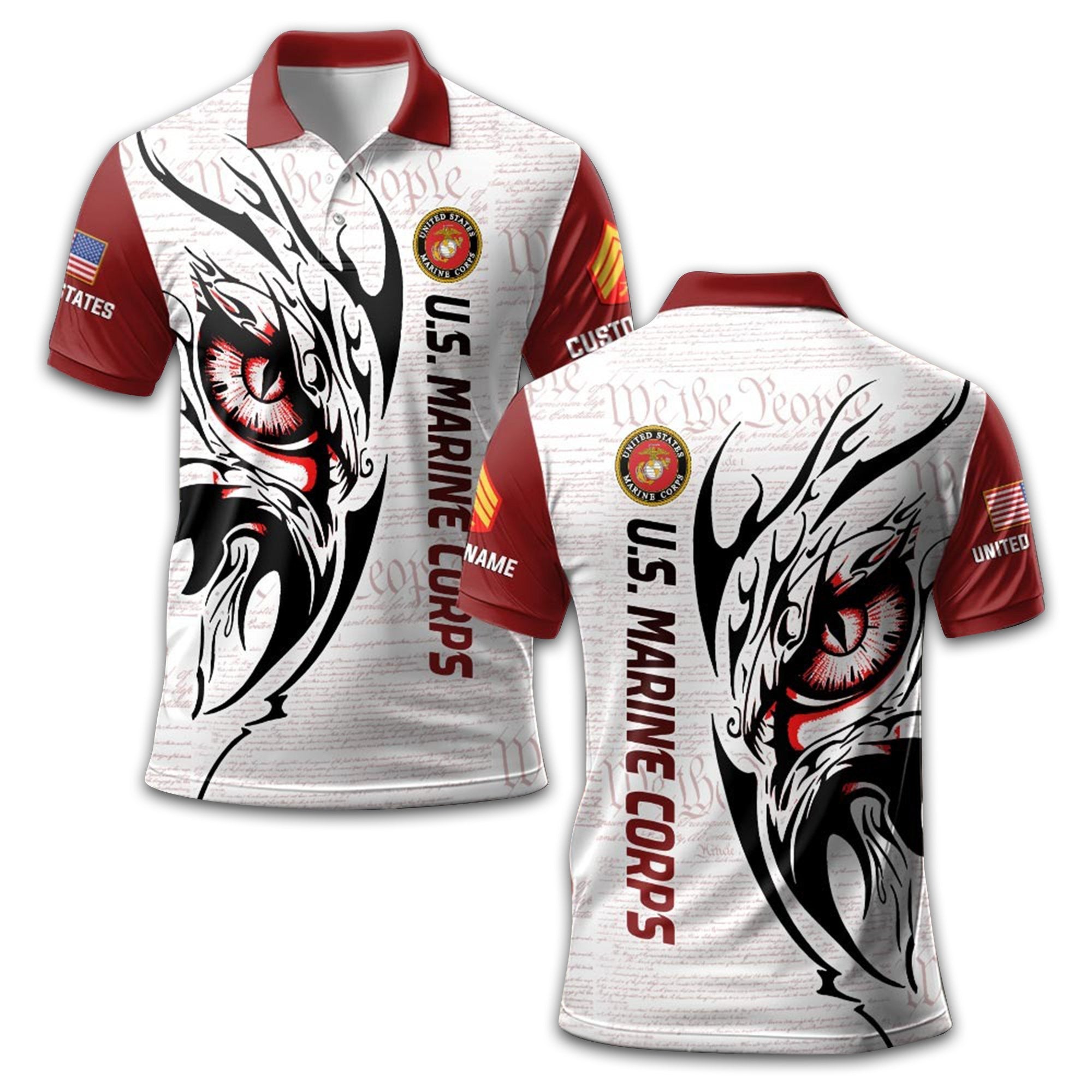 Unique Custom Name, Rank, Year, USMC Polo Shirt VPVC211103, Gifts For Marine Veteran, Gifts For Dad, For Husband, Best Gifts On Father's Day, Independence Day, Veterans Day.