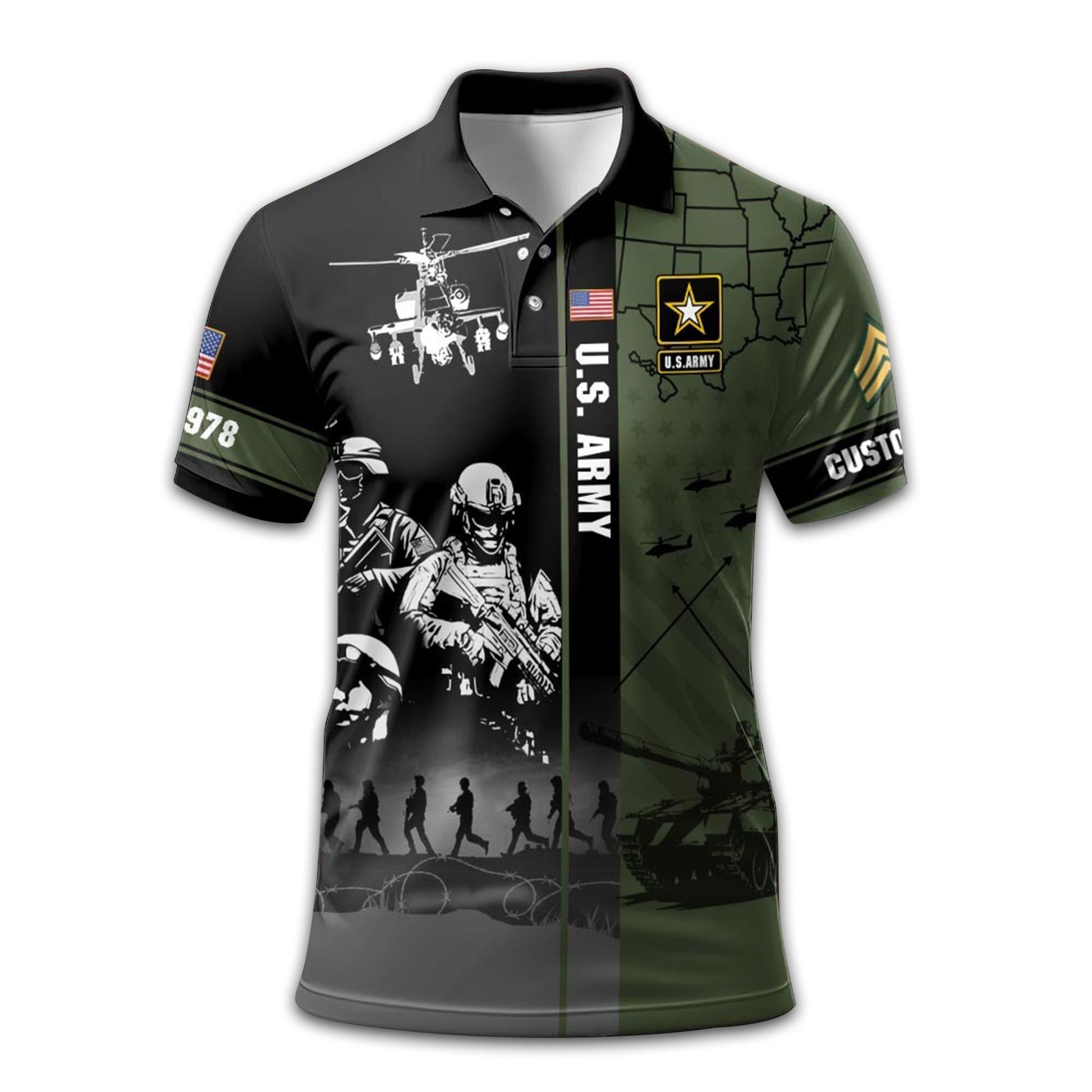 US Army Custom Polo Shirt VPVC211201, Gifts For Army Veteran, Best Gifts On Father's Day, Armed Forces Day, Independence Day, Veterans Day.