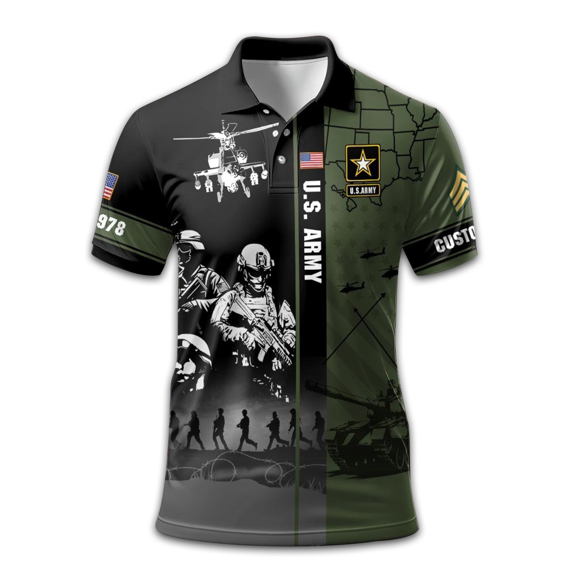 US Army Custom Polo Shirt VPVC211201, Gifts For Army Veteran, Best Gifts On Father's Day, Armed Forces Day, Independence Day, Veterans Day.