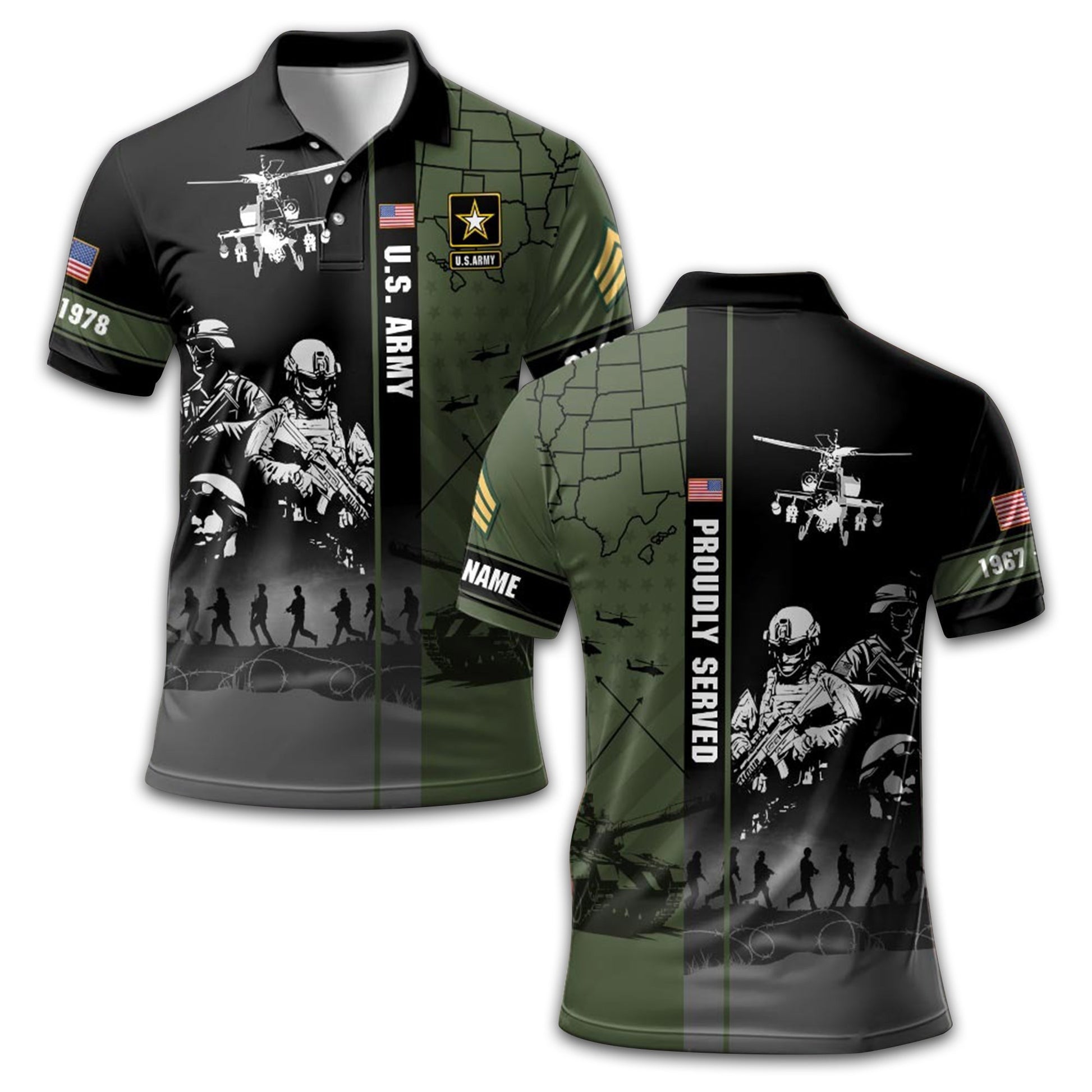 US Army Custom Polo Shirt VPVC211201, Gifts For Army Veteran, Best Gifts On Father's Day, Armed Forces Day, Independence Day, Veterans Day.