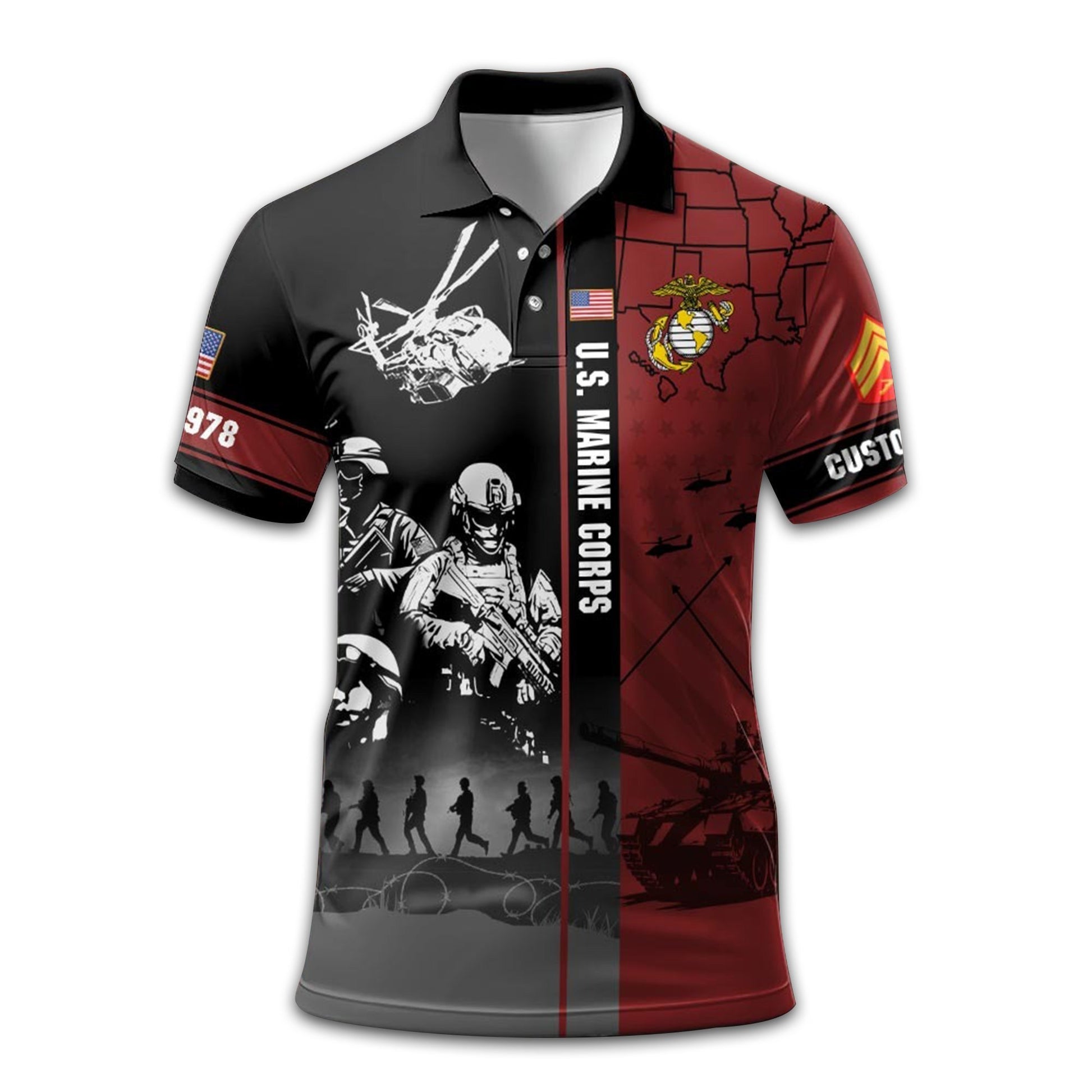 USMC Custom Polo Shirt VPVC211203, Gifts For Marine Veteran, Best Gifts On Father's Day, Armed Forces Day, Independence Day, Veterans Day.