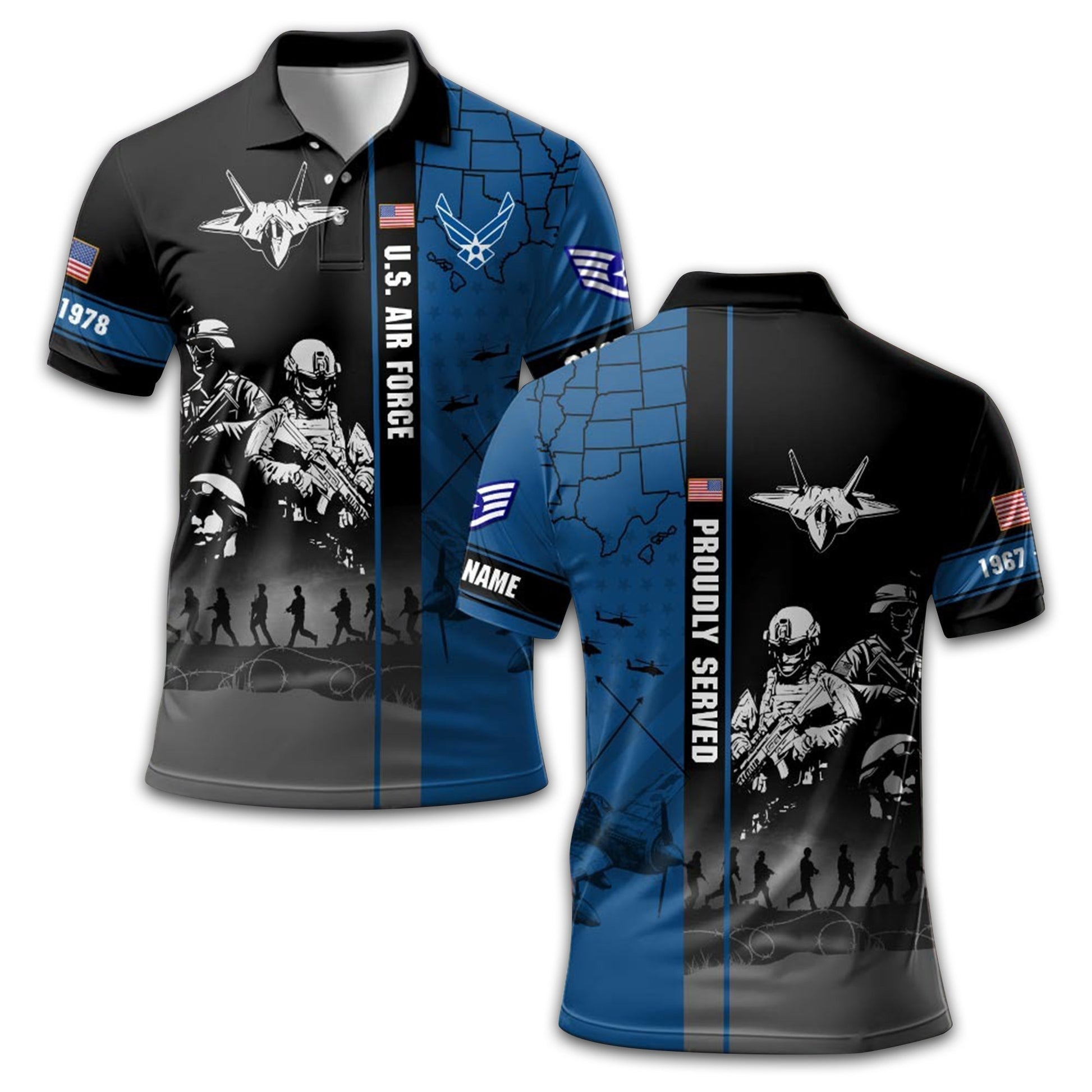 USAF Custom Polo Shirt VPVC211204, Gifts For Air Force Veteran, Best Gifts On Father's Day, Armed Forces Day, Independence Day, Veterans Day.