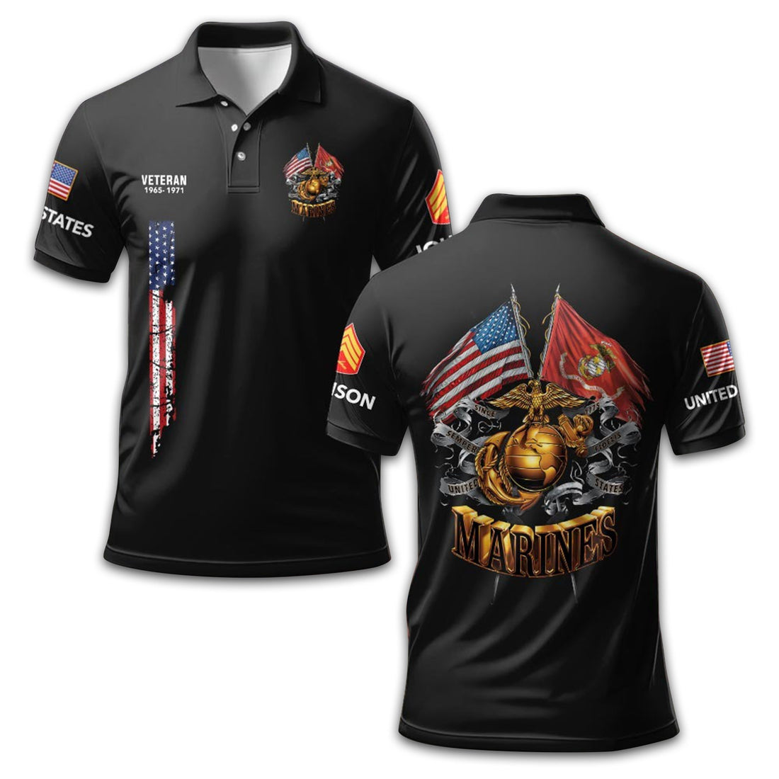 Unique Custom Name, Rank, Year, USMC Polo Shirt VPVC211308, Gifts For Marine Veteran, Gifts For Dad, For Husband, Best Gifts On Father's Day, Independence Day, Veterans Day.