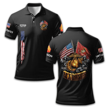 Unique Custom Name, Rank, Year, USMC Polo Shirt VPVC211308, Gifts For Marine Veteran, Gifts For Dad, For Husband, Best Gifts On Father's Day, Independence Day, Veterans Day.