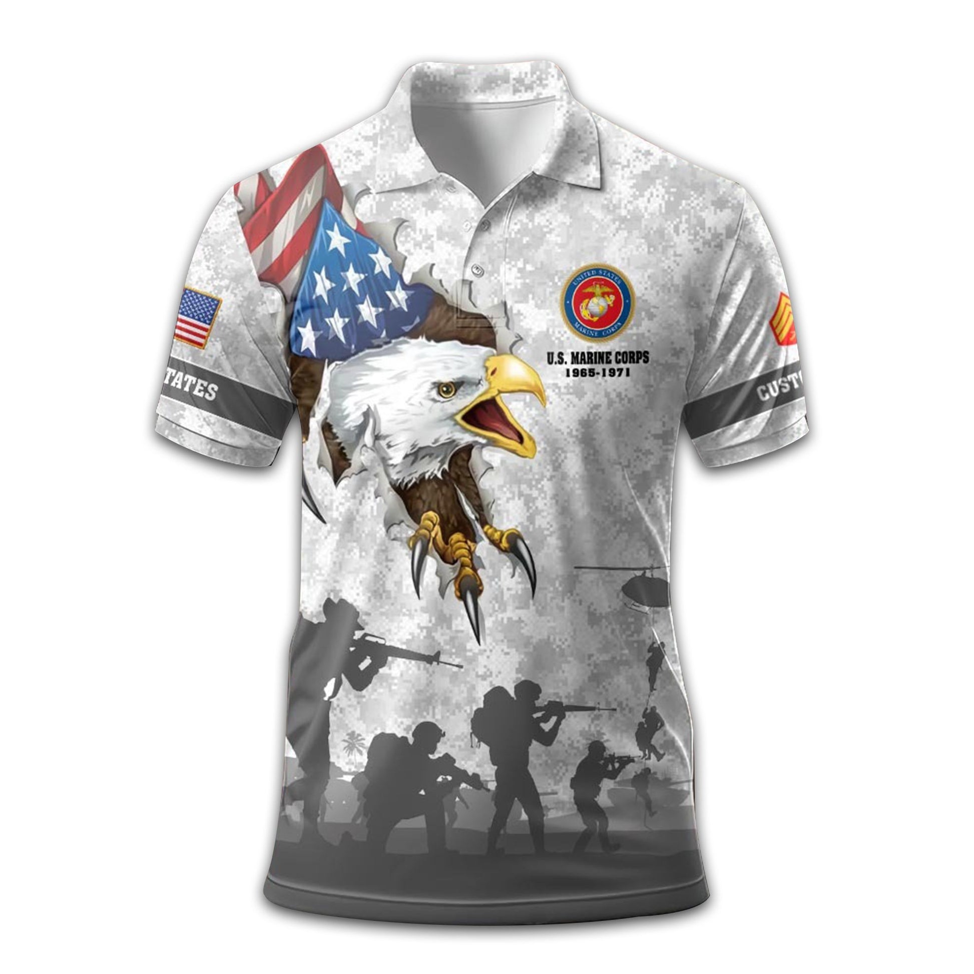USMC Custom Polo Shirt VPVC211008, Gifts For Marine Veteran, Best Gifts On Father's Day, Armed Forces Day, Independence Day, Veterans Day.