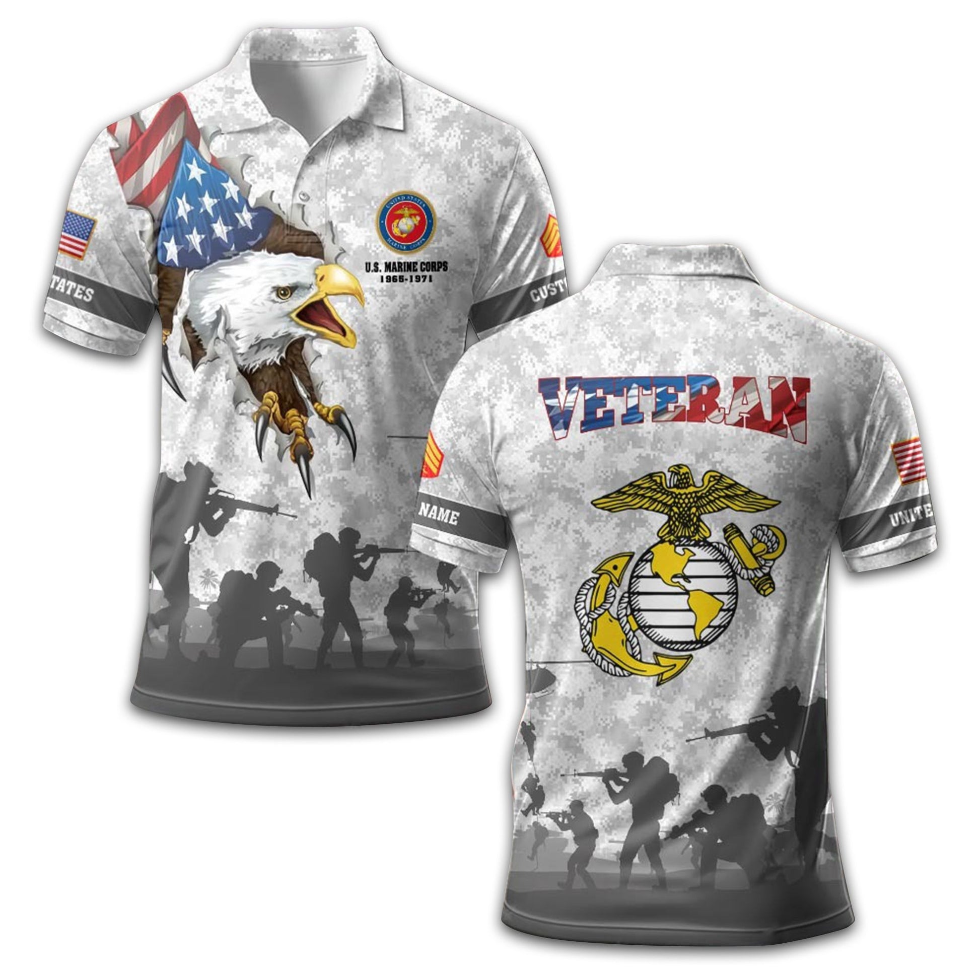 USMC Custom Polo Shirt VPVC211008, Gifts For Marine Veteran, Best Gifts On Father's Day, Armed Forces Day, Independence Day, Veterans Day.
