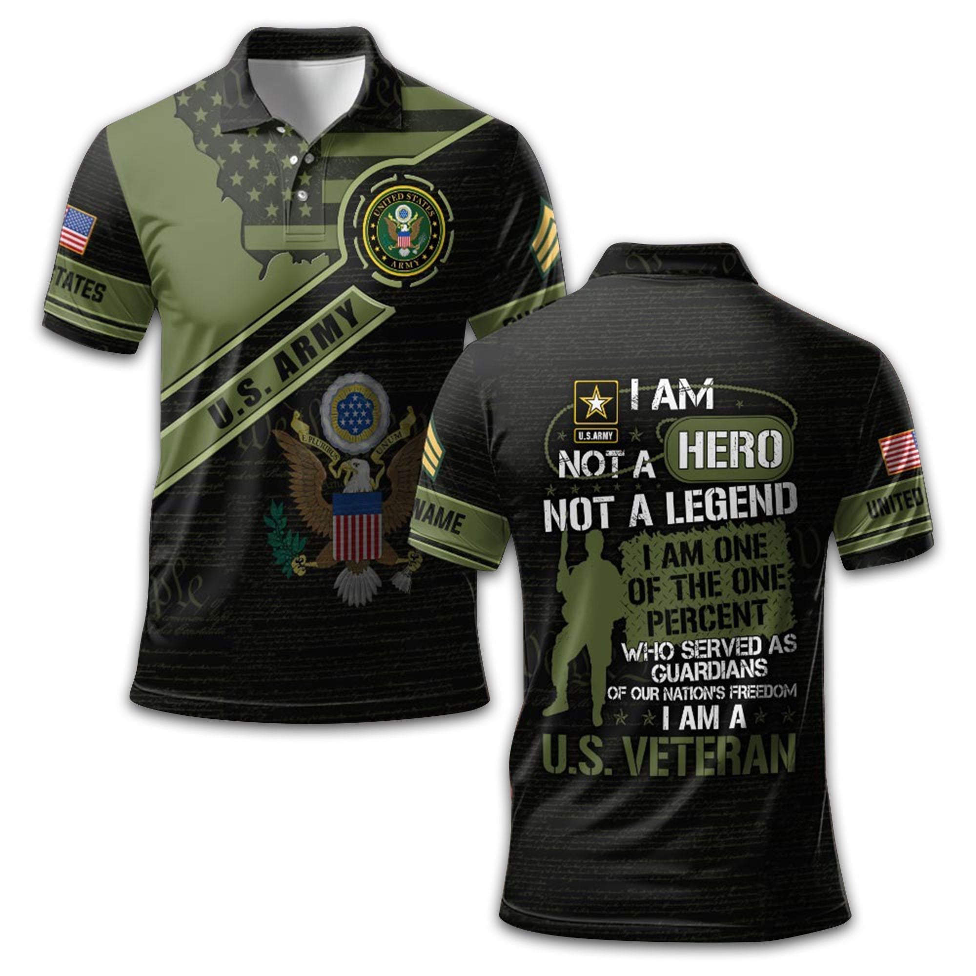 US Army Custom Polo Shirt VPVC211406, Gifts For Army Veteran, Best Gifts On Father's Day, Armed Forces Day, Independence Day, Veterans Day.