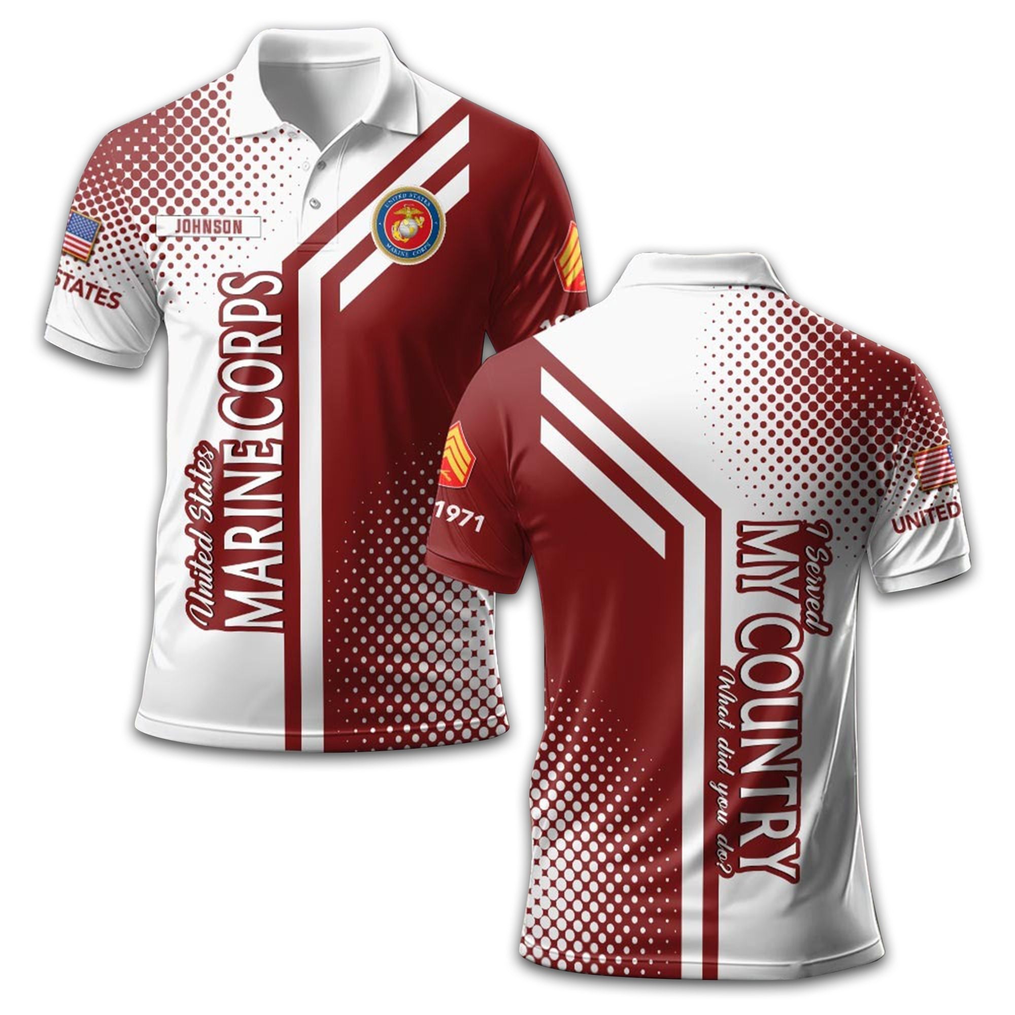 Unique Custom Name, Rank, Year, USMC Polo Shirt VPVC211603, Gifts For Marine Veteran, Gifts For Dad, For Husband, Best Gifts On Father's Day, Independence Day, Veterans Day.