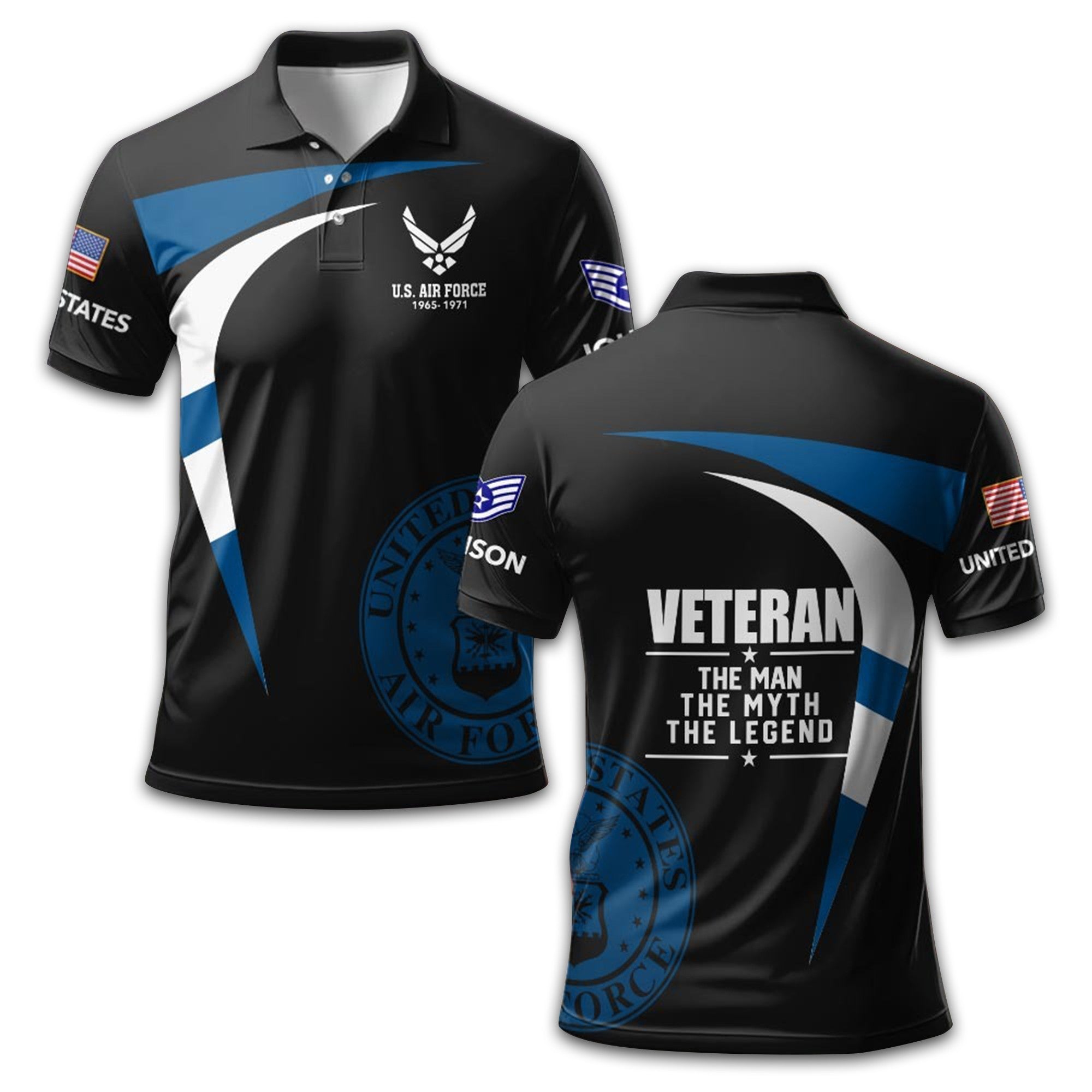 USAF Custom Polo Shirt VPVC211709, Gifts For Air Force Veteran, Best Gifts On Father's Day, Armed Forces Day, Independence Day, Veterans Day.