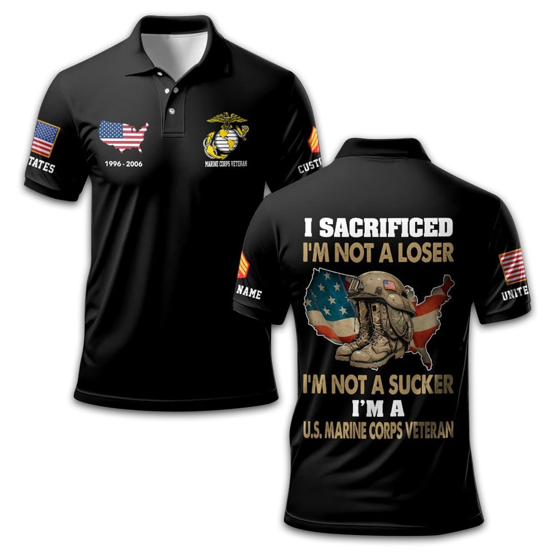 Unique Custom Name, Rank, Year, USMC Polo Shirt VPVC211903, Gifts For Marine Veteran, Gifts For Dad, For Husband, Best Gifts On Father's Day, Independence Day, Veterans Day.