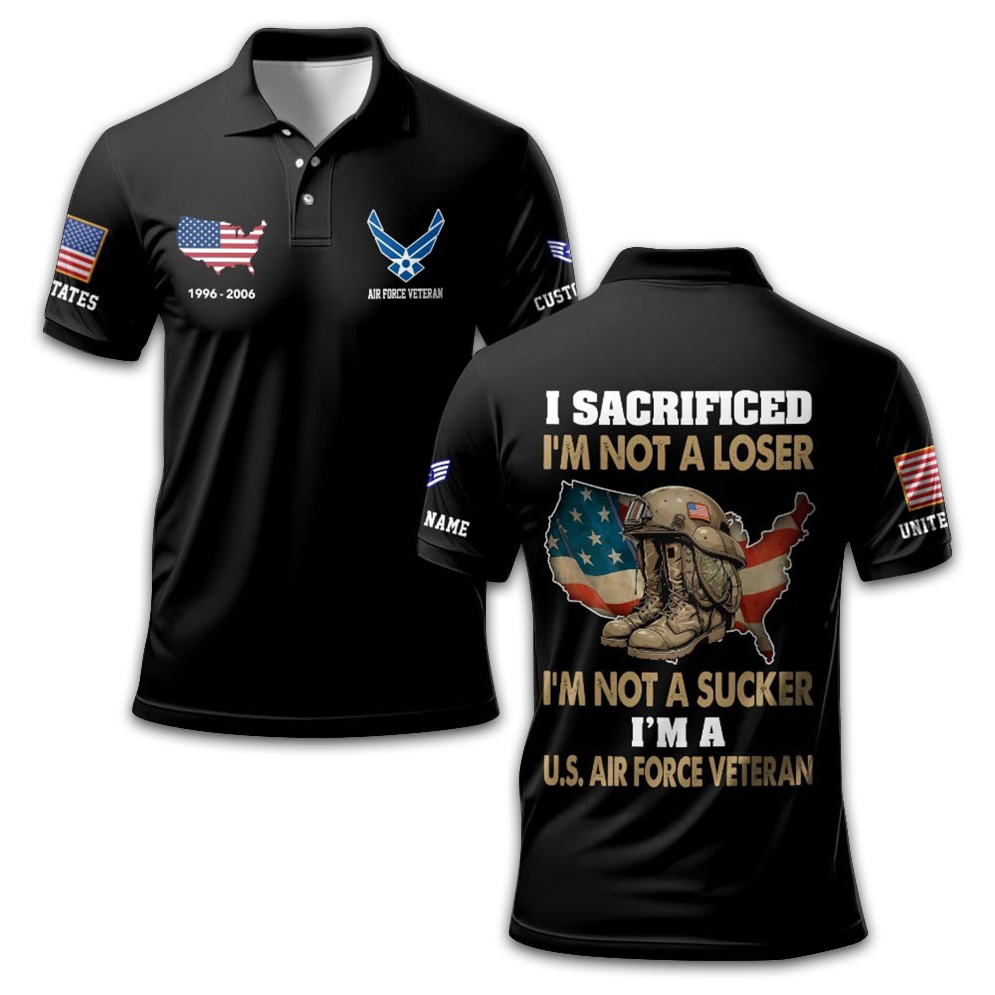 Unique Custom Name, Rank, Year USAF Polo Shirt VPVC211904, Gifts For Air Force Veteran, Gifts For Dad, For Husband, Best Gifts On Father's Day, Independence Day, Veterans Day.