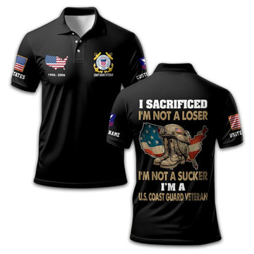 Unique Custom Name, Rank, Year, USCG Polo Shirt VPVC211905, Gifts For Coast Guard Veteran, Gifts For Dad, For Husband, Best Gifts On Father's Day, Independence Day, Veterans Day.