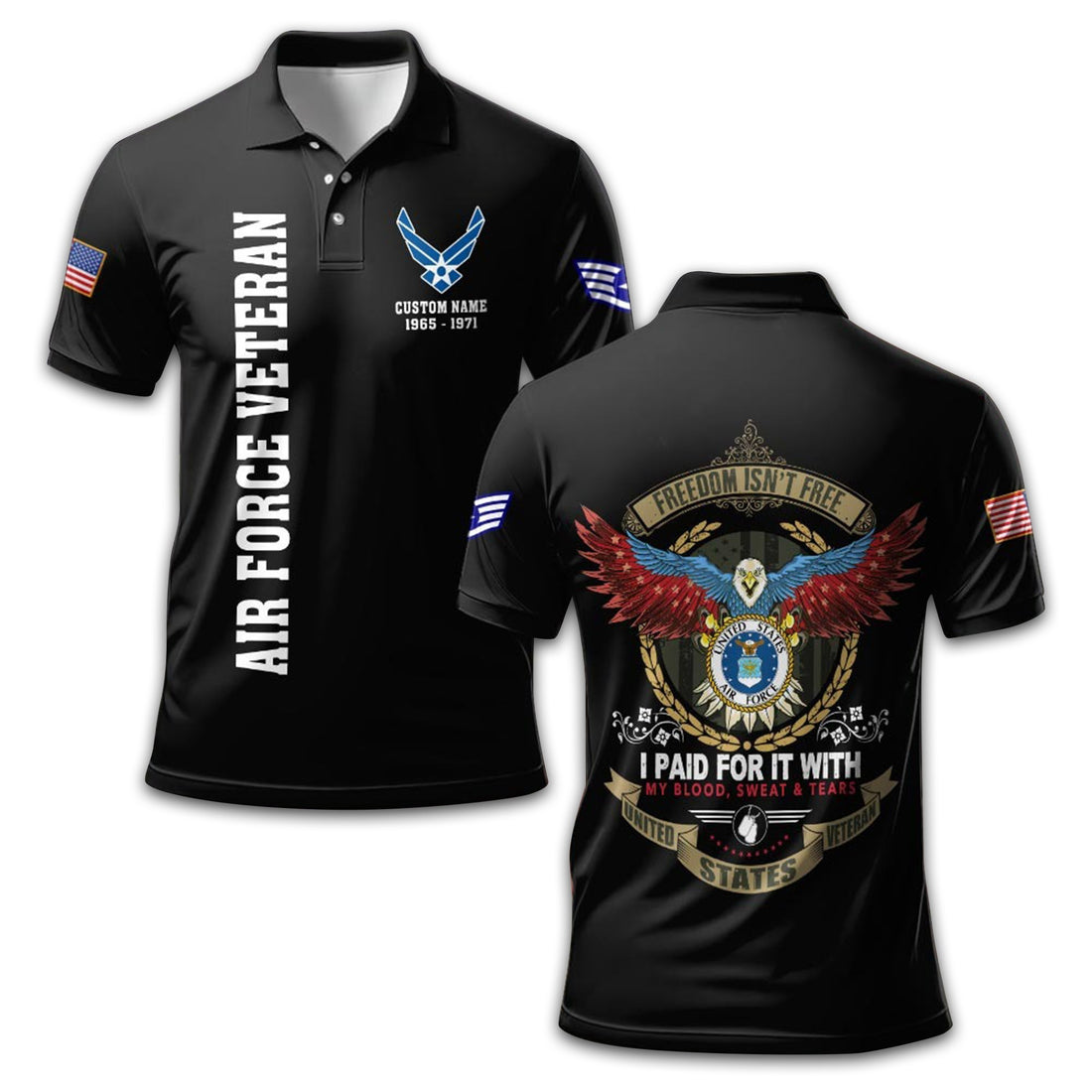 USAF Custom Polo Shirt VPVC211909, Gifts For Air Force Veteran, Best Gifts On Father's Day, Armed Forces Day, Independence Day, Veterans Day.