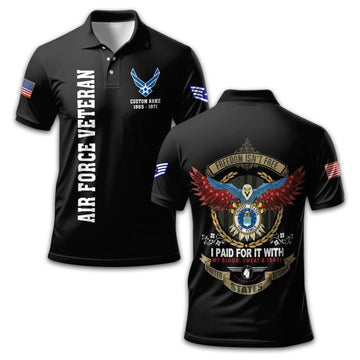 USAF Custom Polo Shirt VPVC211909, Gifts For Air Force Veteran, Best Gifts On Father's Day, Armed Forces Day, Independence Day, Veterans Day.
