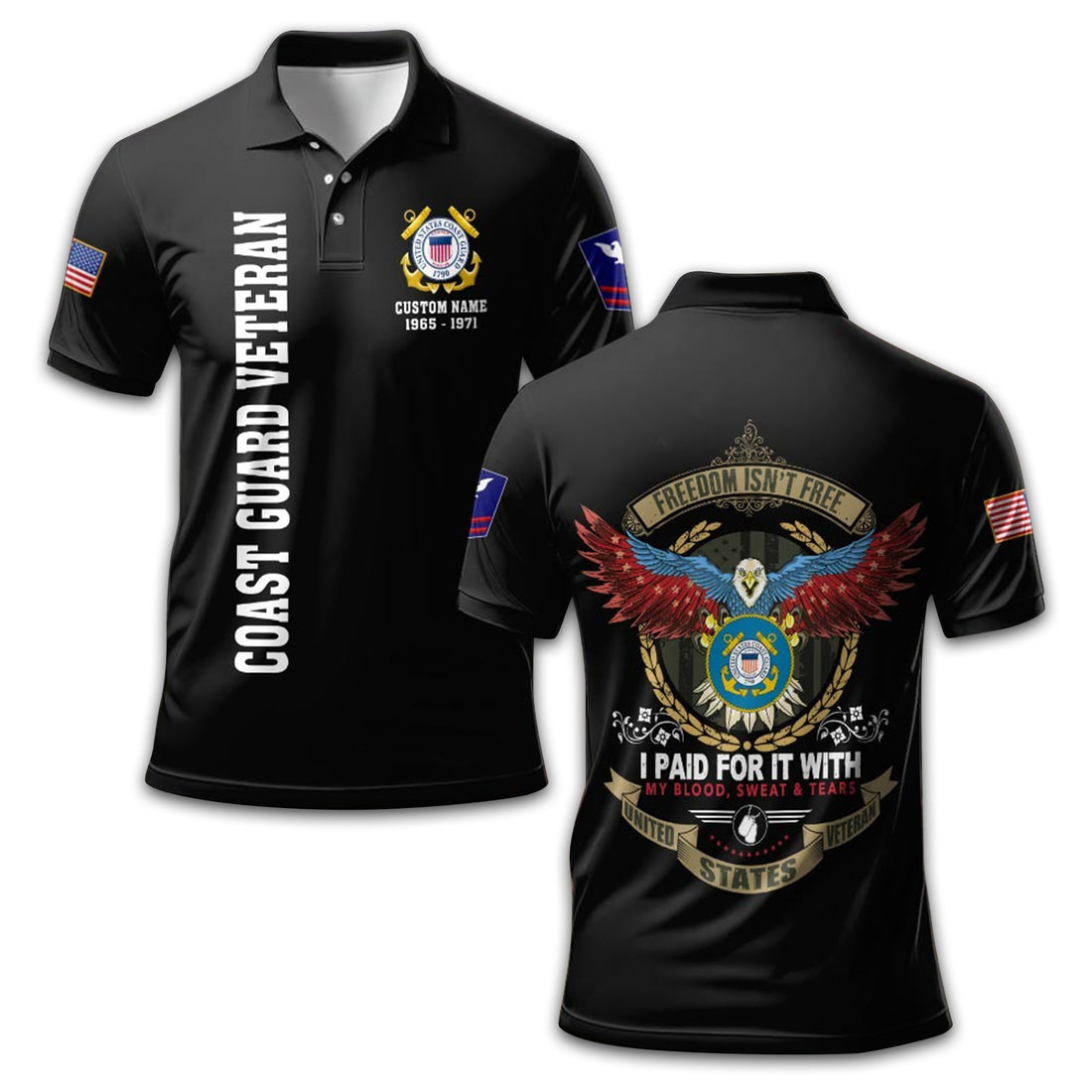 USCG Custom Polo Shirt VPVC211910, Gifts For Coast Guard Veteran, Best Gifts On Father's Day, Armed Forces Day, Independence Day, Veterans Day.