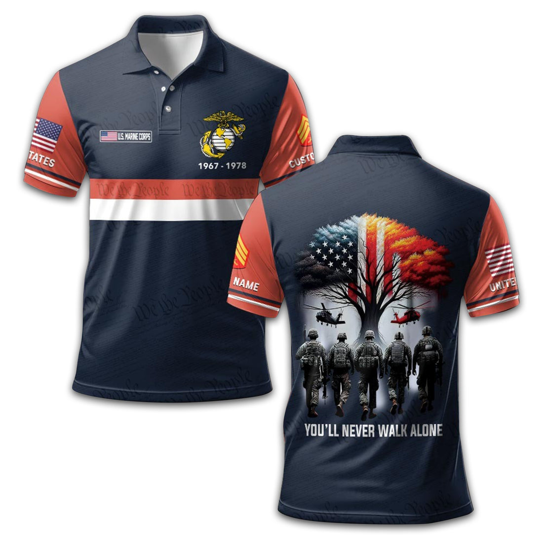 USMC Custom Polo Shirt VPVC212108, Gifts For Marine Veteran, Best Gifts On Father's Day, Armed Forces Day, Independence Day, Veterans Day.
