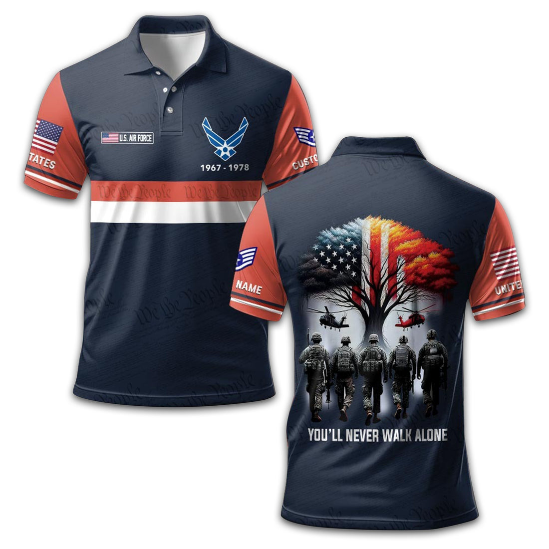 USAF Custom Polo Shirt VPVC212109, Gifts For Air Force Veteran, Best Gifts On Father's Day, Armed Forces Day, Independence Day, Veterans Day.