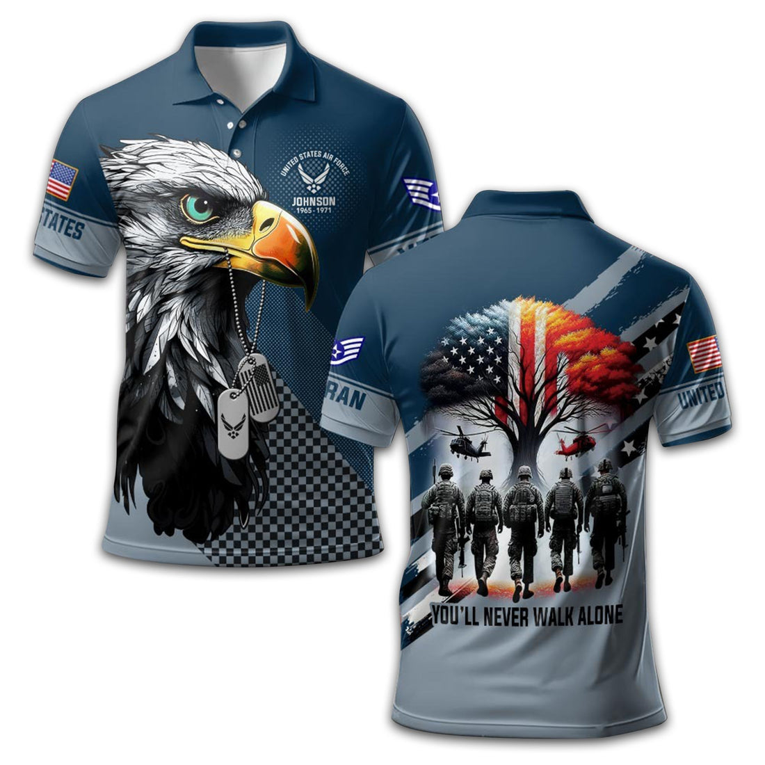 Unique Custom Name, Rank, Year USAF Polo Shirt VPVC212809, Gifts For Air Force Veteran, Gifts For Dad, For Husband, Best Gifts On Father's Day, Independence Day, Veterans Day.