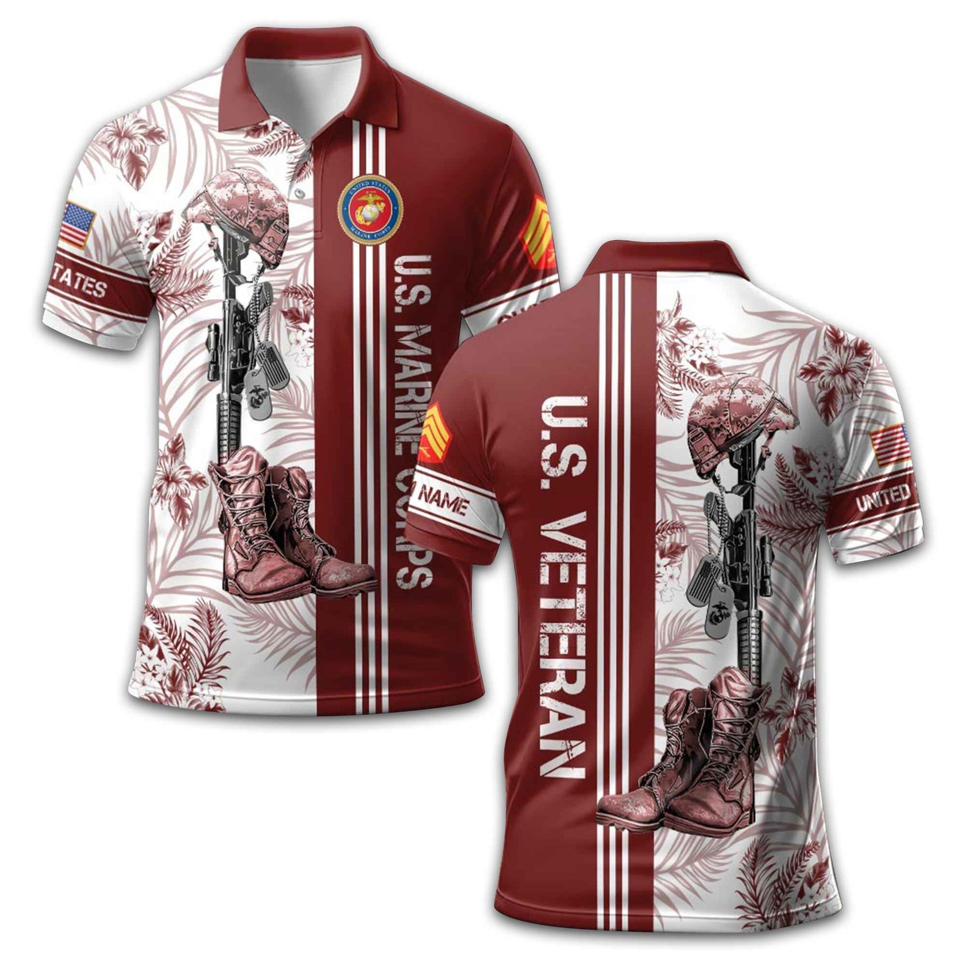 USMC Custom Polo Shirt VPVC213108, Gifts For Marine Veteran, Best Gifts On Father's Day, Armed Forces Day, Independence Day, Veterans Day.