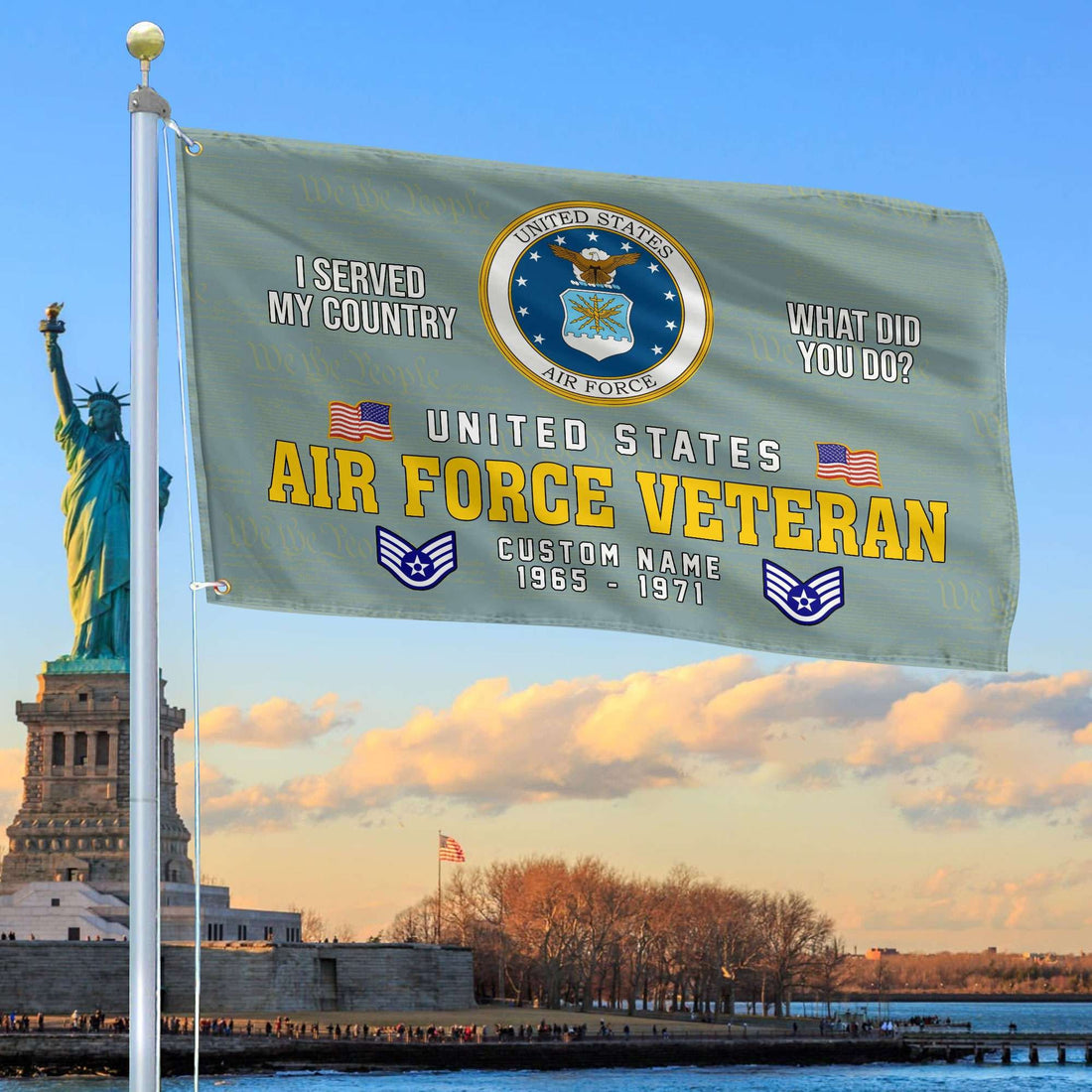 Unique Custom Name, Rank, Year, USAF Grommet Flag VPVC106704, Gift For Air Force Veteran, Gifts For Dad, For Husband, Best Gifts On Father's Day, Independence Day, Veterans Day.