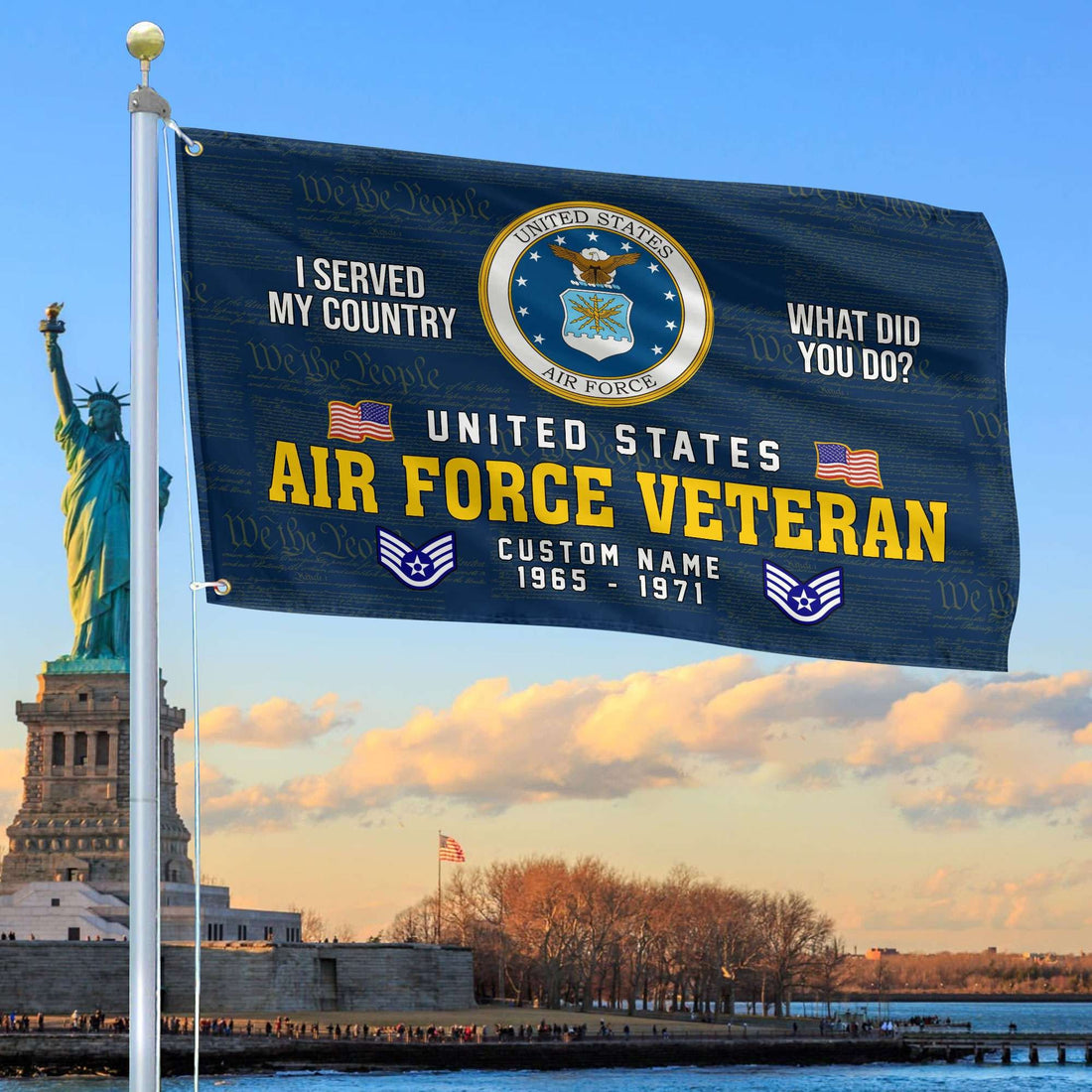 Unique Custom Name, Rank, Year, USAF Grommet Flag VPVC106712, Gift For Air Force Veteran, Gifts For Dad, For Husband, Best Gifts On Father's Day, Independence Day, Veterans Day.