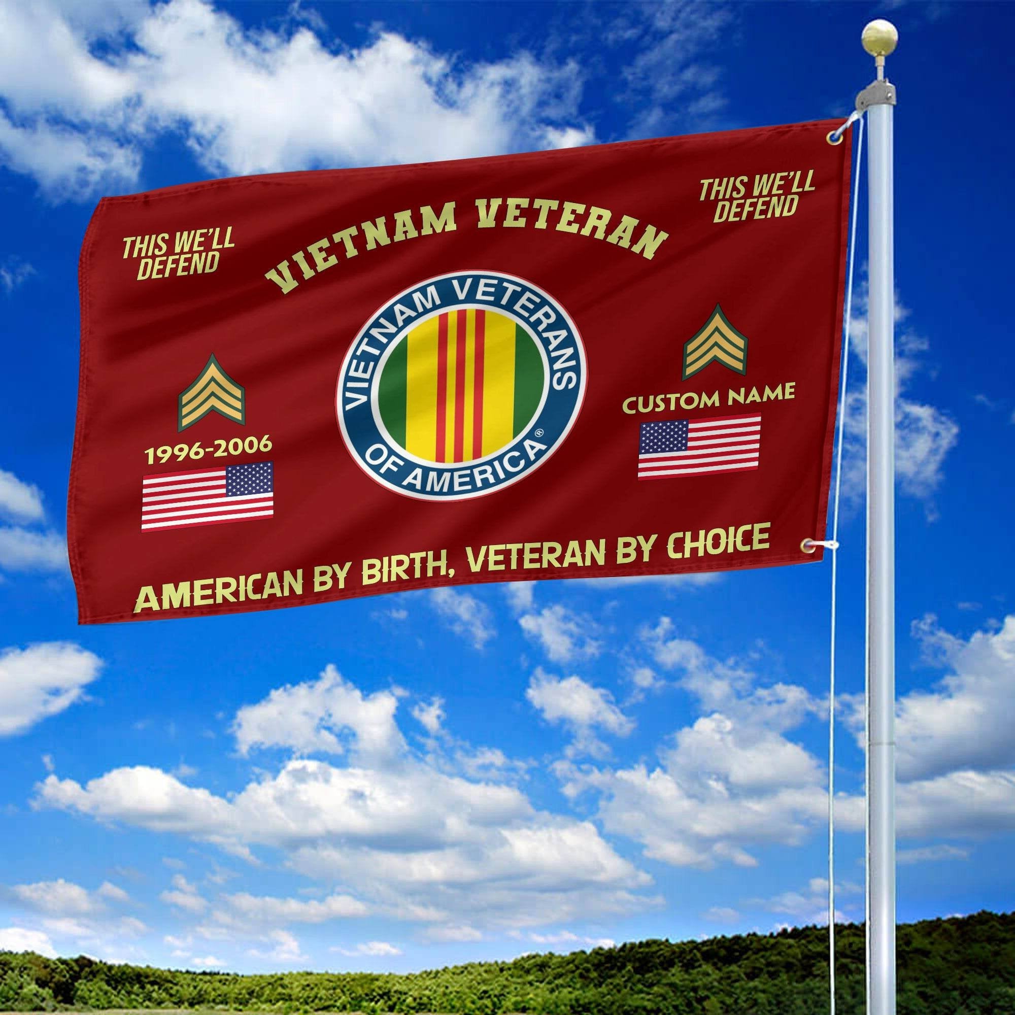 Premium Custom Name, Rank, Year, Vietnam Veteran Grommet Flag VPVC108106, Gift For Vietnam Veteran, Gifts For Dad, For Husband, Best Gifts On Father's Day, Independence Day, Veterans Day.