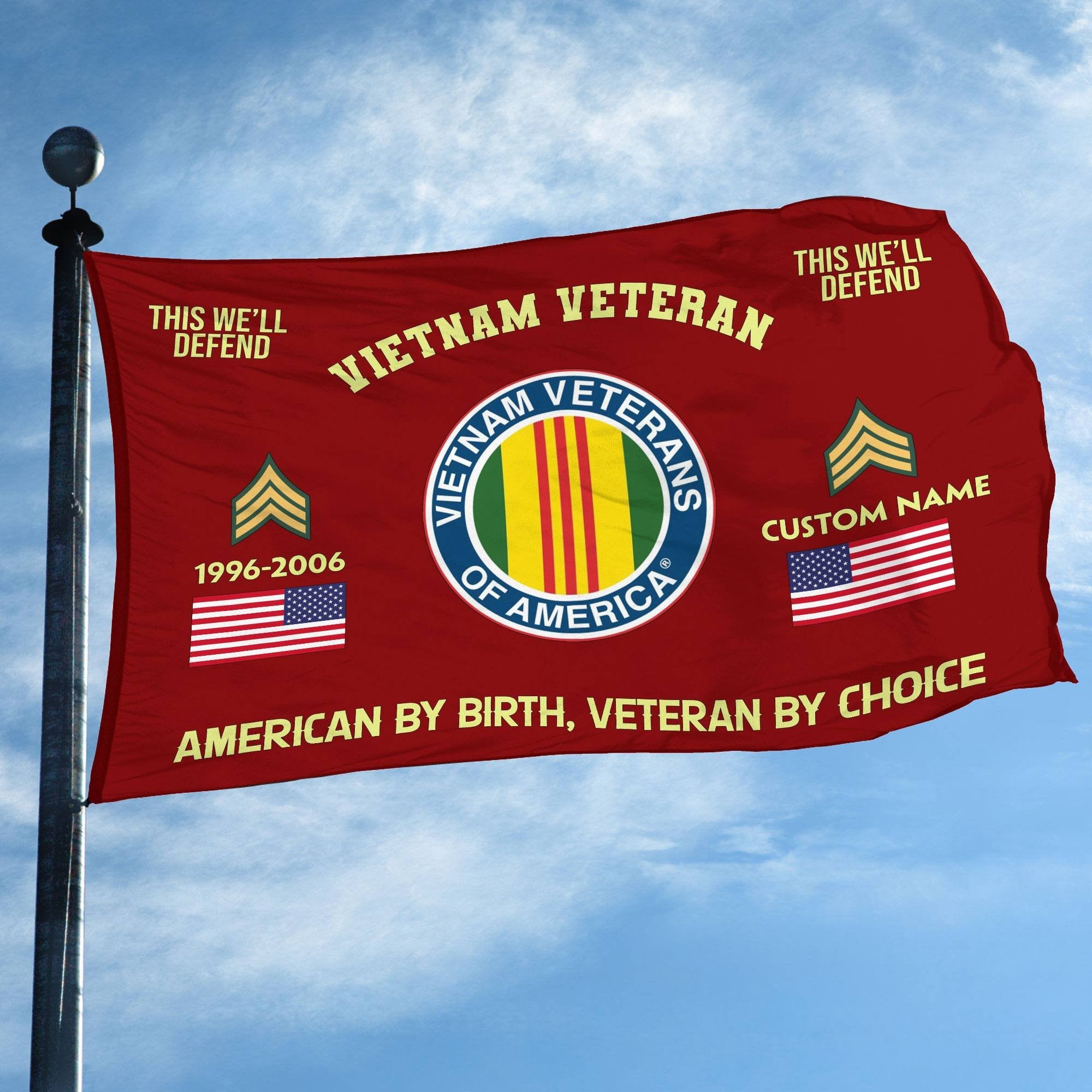 Premium Custom Name, Rank, Year, Vietnam Veteran Grommet Flag VPVC108106, Gift For Vietnam Veteran, Gifts For Dad, For Husband, Best Gifts On Father's Day, Independence Day, Veterans Day.