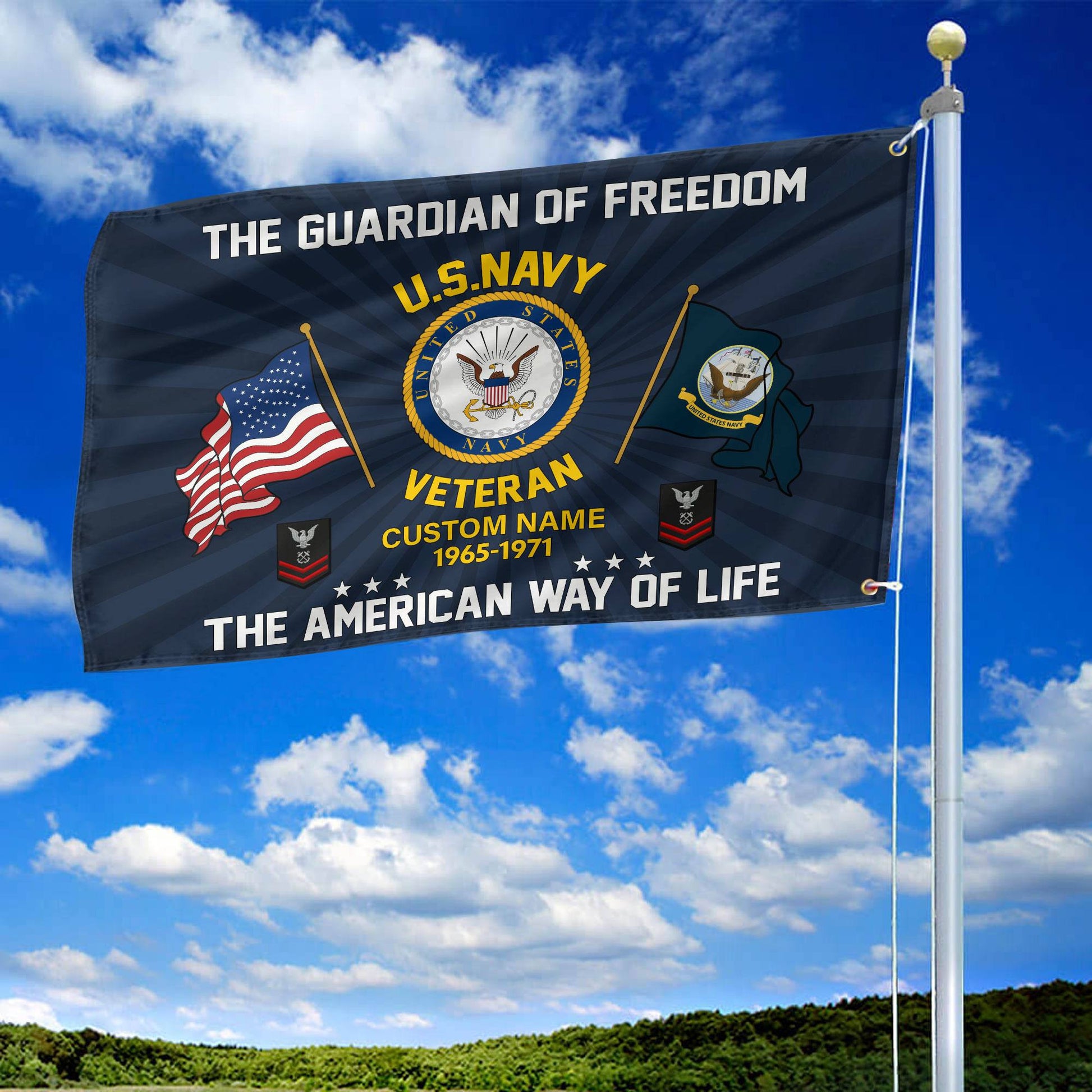 US Navy Custom Grommet Flag VPVC108302, Gifts For Navy Veteran, Best Gifts On Father's Day, Armed Forces Day, Independence Day, Veterans Day.